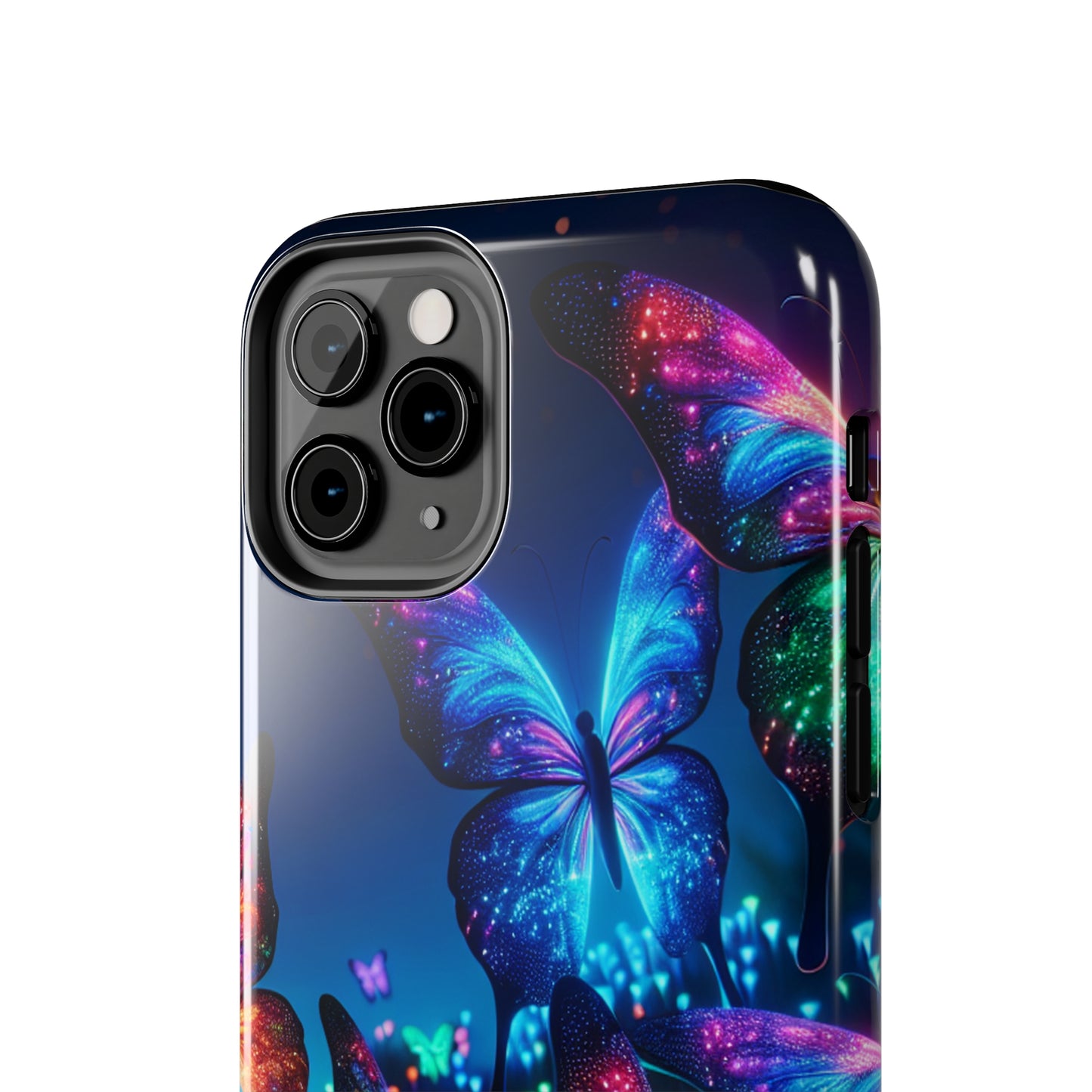 "Electric Morpho Rain" NEON Butterflies Tough Phone Case Iphone 7 8 9 10 11 12 13 14 SE X XR XS Pro Max Mini Plus
