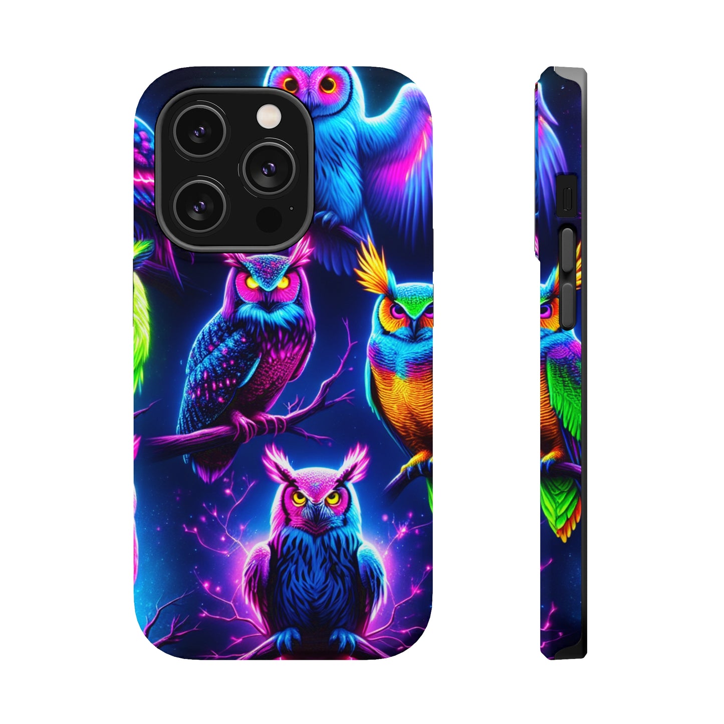 Neon Owlfection. Neon Owls Premium Art Magsafe Magnet Tough IPhone 13 14 15 Pro Plus Max and Mini in Matte and Glossy Phone cases