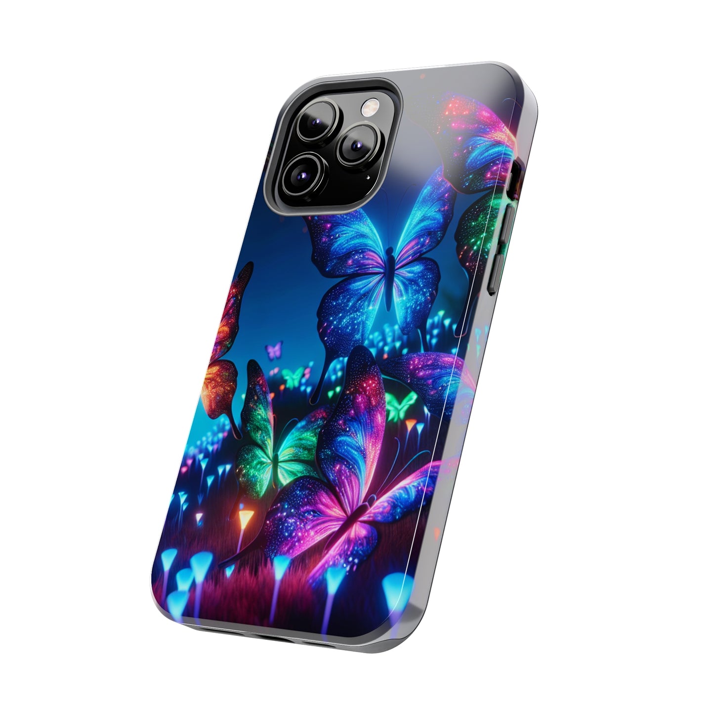 "Electric Morpho Rain" NEON Butterflies Tough Phone Case Iphone 7 8 9 10 11 12 13 14 SE X XR XS Pro Max Mini Plus