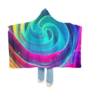 Neon Techno Splatter - NEON Art Hooded Snuggle Blanket