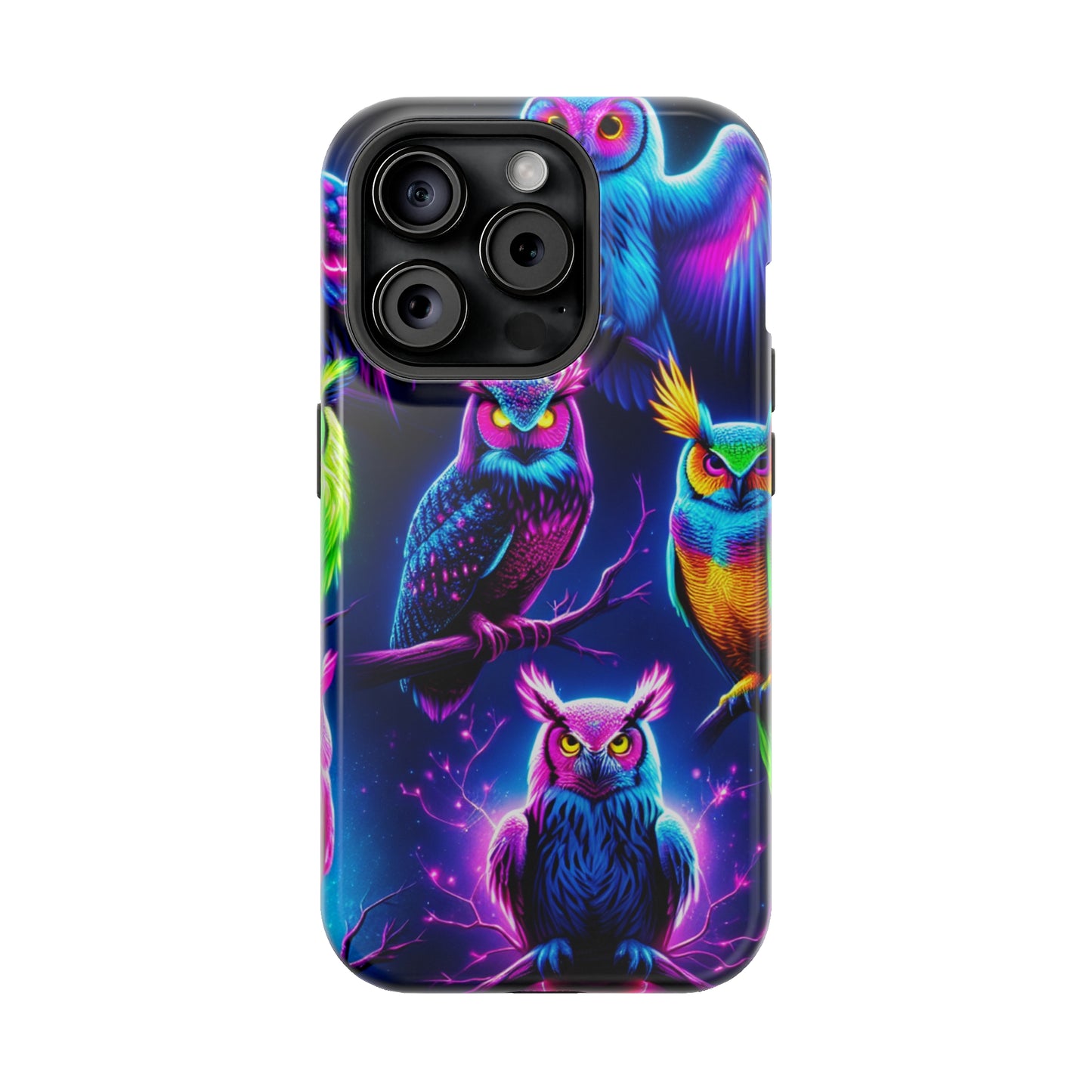 Neon Owlfection. Neon Owls Premium Art Magsafe Magnet Tough IPhone 13 14 15 Pro Plus Max and Mini in Matte and Glossy Phone cases