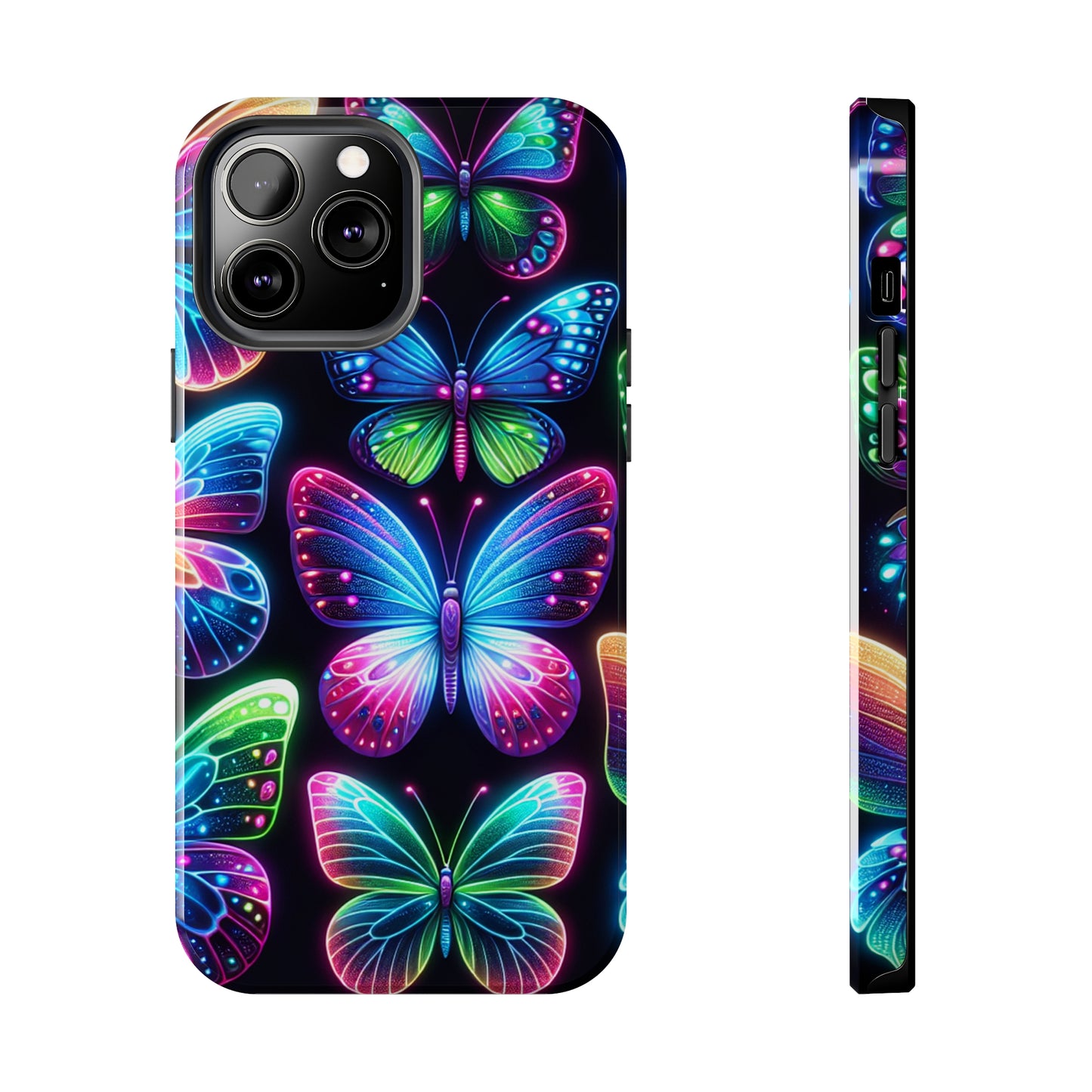 "Dance of the Neon Butterflies" NEON Butterflies Tough Phone Case Iphone 6 7 8 9 10 11 12 13 14 SE X XR XS Pro Max Mini Plus