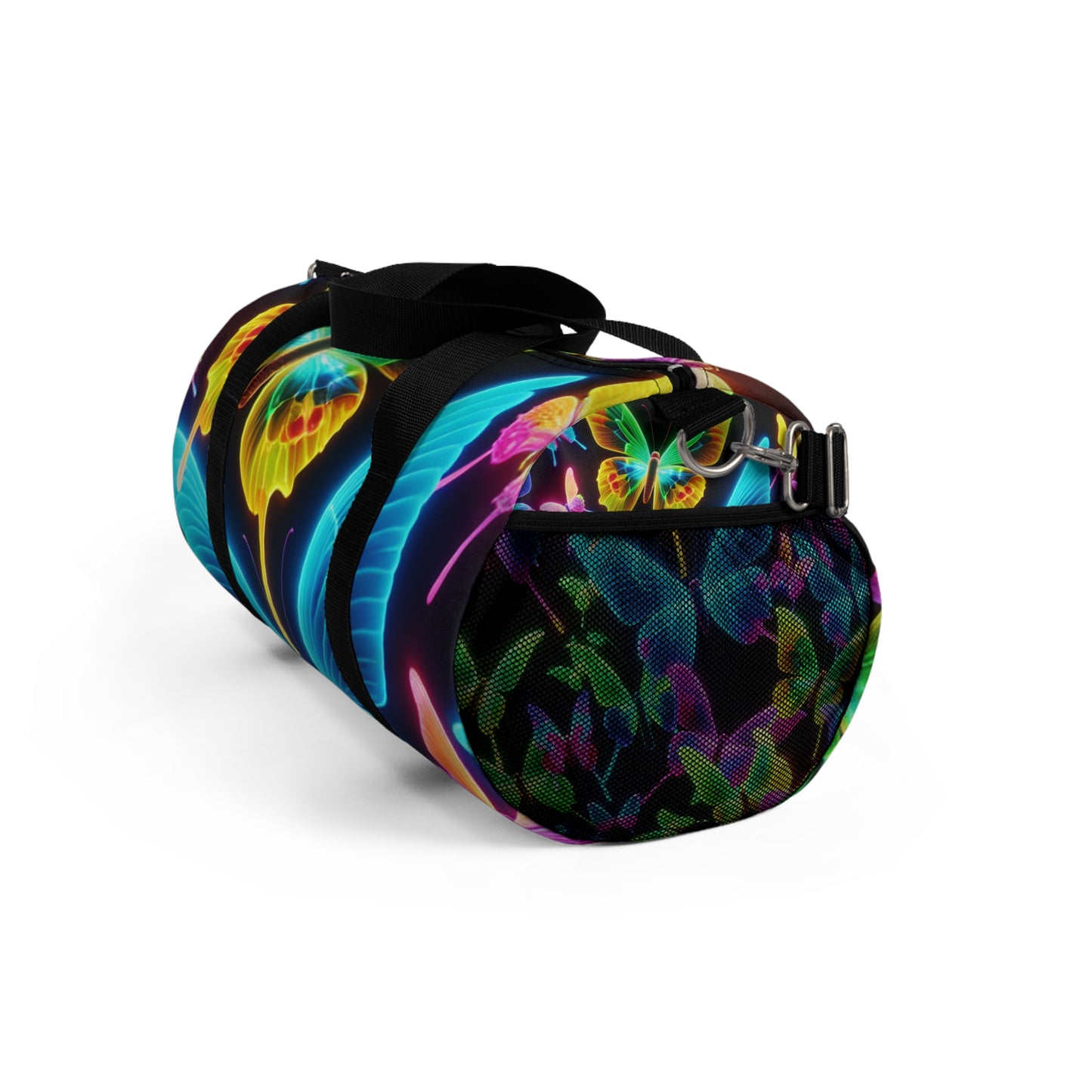 Neon Splendor. - Neon Butterflies Duffle Bag
