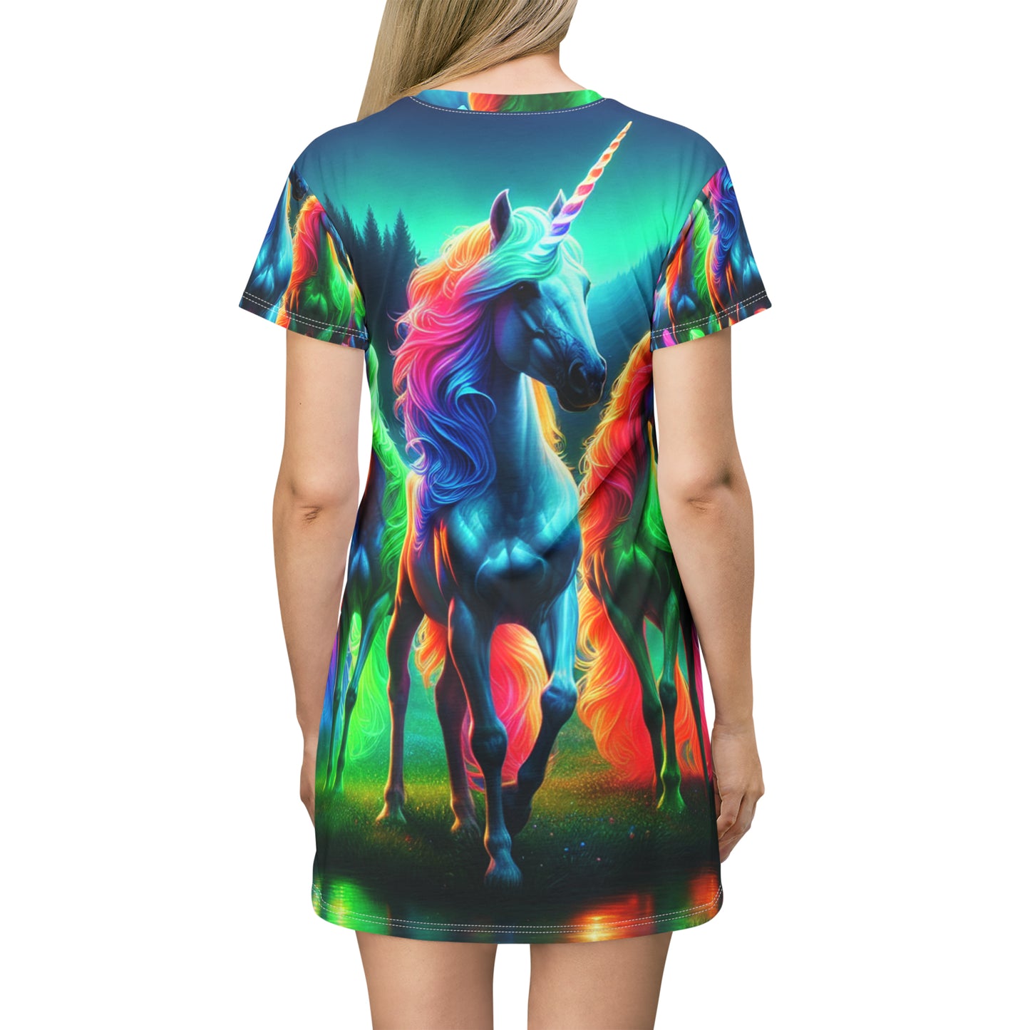 Neon Caster Unicorns. Neon Unicorns Womans T Shirt Dress