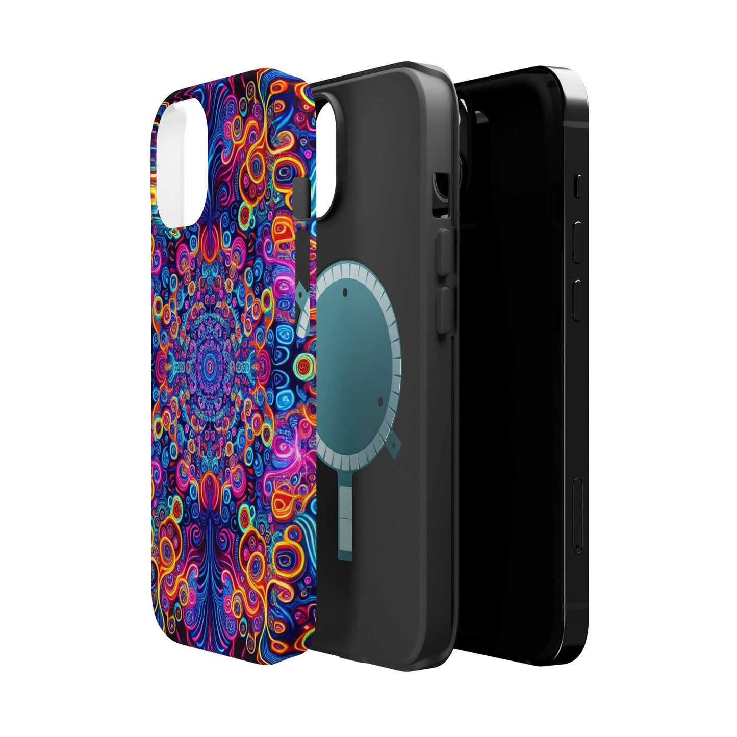 Vibrant Infinity Aurora. Neon Trippy Infinity Patterns Premium Art Magsafe Magnet Tough IPhone 13 14 15 Pro Plus Max and Mini in Matte and Glossy Phone cases