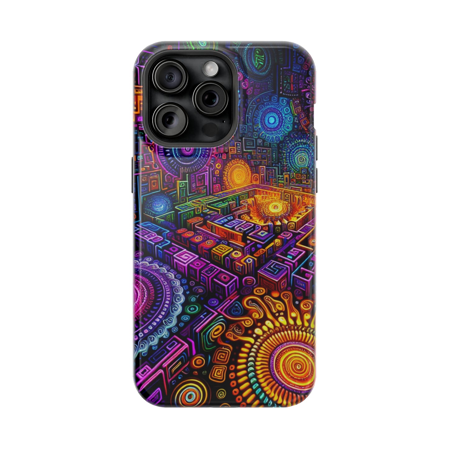 Vivid Voyage of Infinity Neon Splendor. Neon Trippy Infinity Patterns Premium Art Magsafe Magnet Tough IPhone 13 14 15 Pro Plus Max and Mini in Matte and Glossy Phone cases