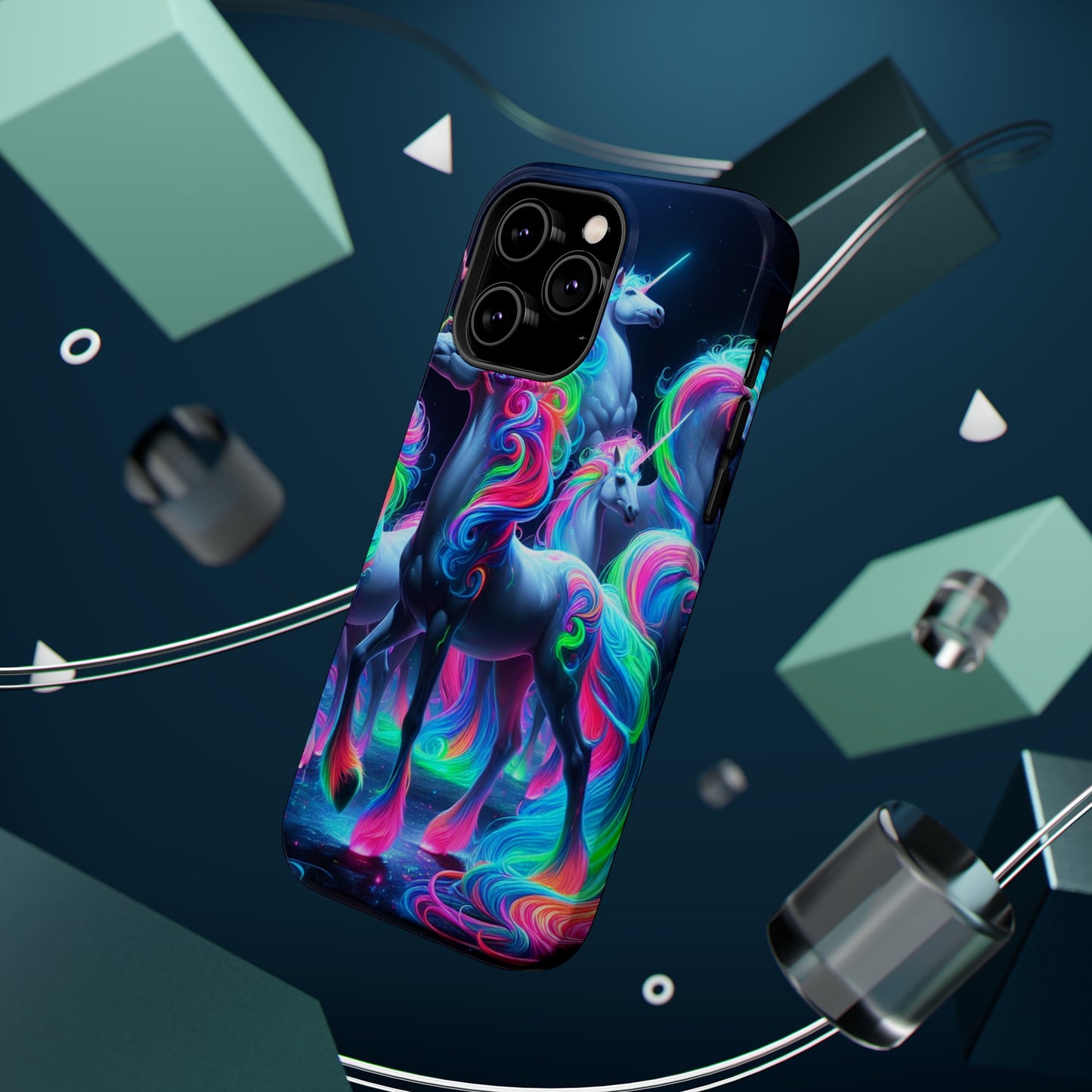 Neon Unicorn Prism. Neon Unicorns Premium Art Magsafe Magnet Tough IPhone 13 14 15 Pro Plus Max and Mini in Matte and Glossy Phone cases