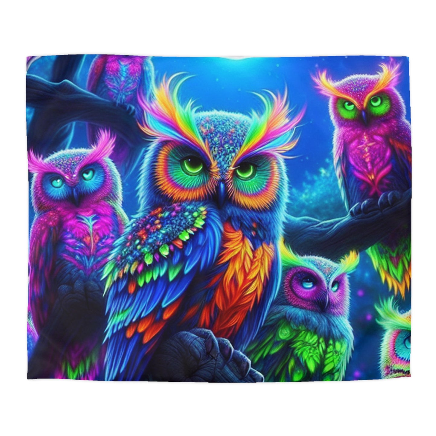 Giovanna de'Ravelo - NEON Owls Microfiber Duvet Cover