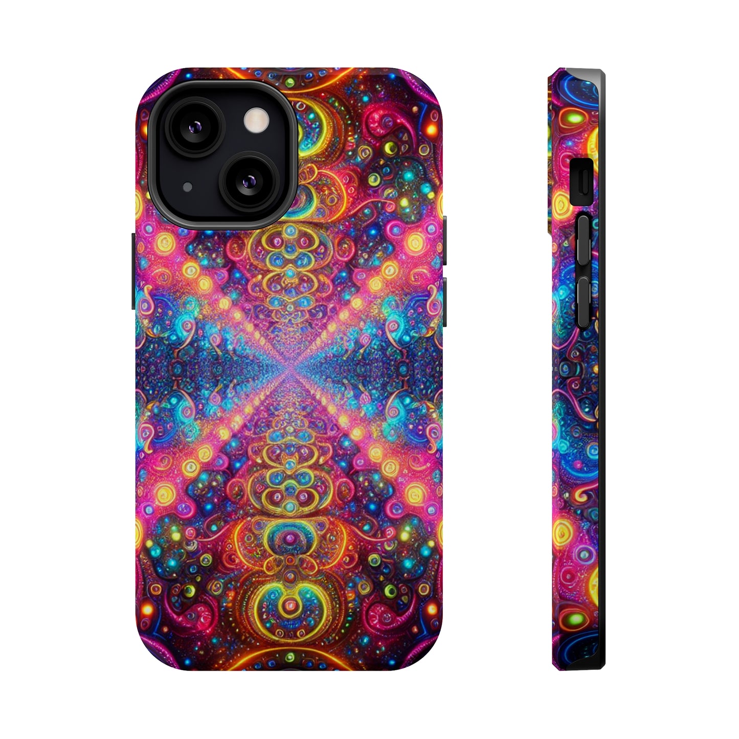 Neon Infinity Oasis Neon Trippy Infinity Patterns Premium Art Magsafe Magnet Tough IPhone 13 14 15 Pro Plus Max and Mini in Matte and Glossy Phone cases