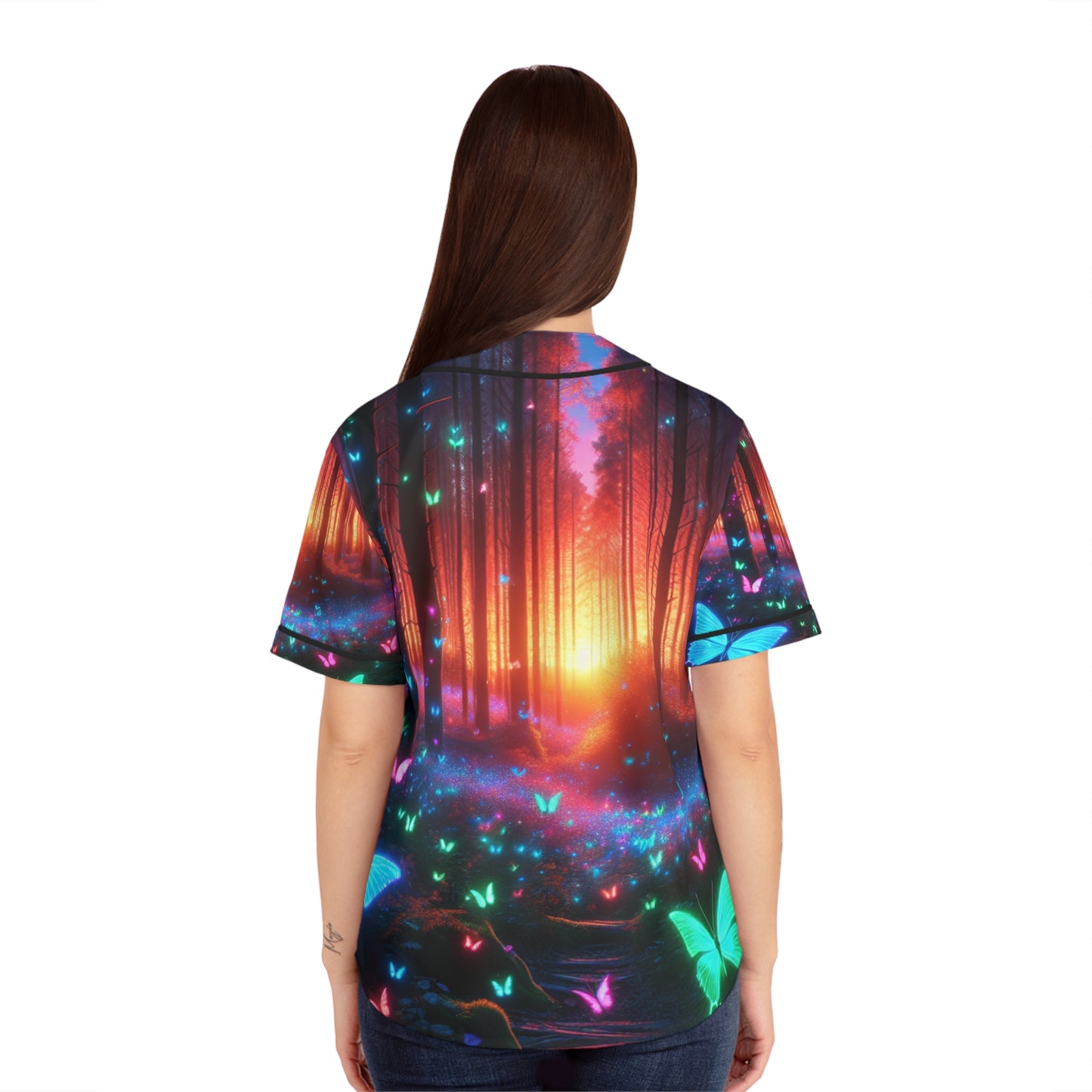 "Neon Flutterby Flurry" Neon Butterflies Womans Jersey