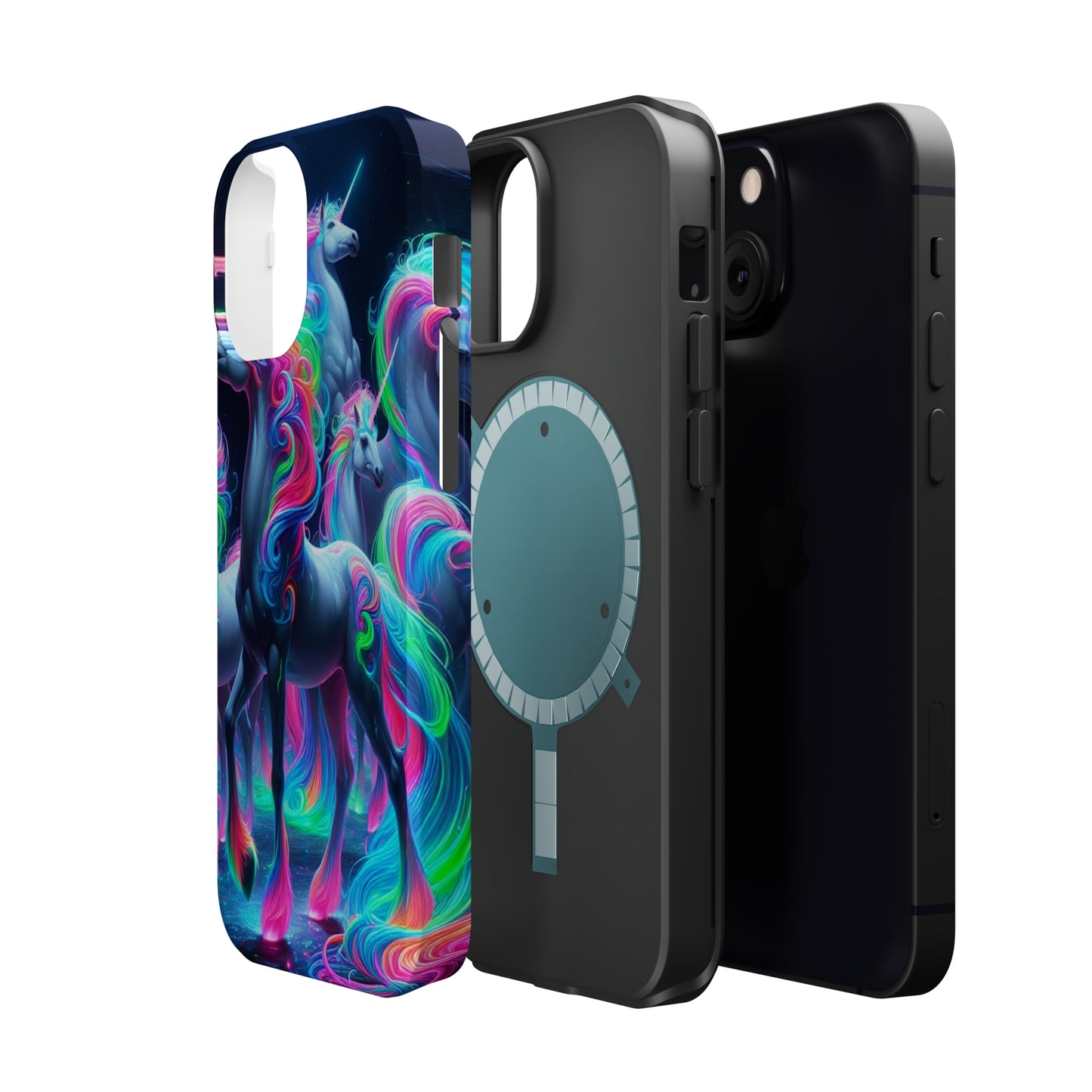Neon Unicorn Prism. Neon Unicorns Premium Art Magsafe Magnet Tough IPhone 13 14 15 Pro Plus Max and Mini in Matte and Glossy Phone cases