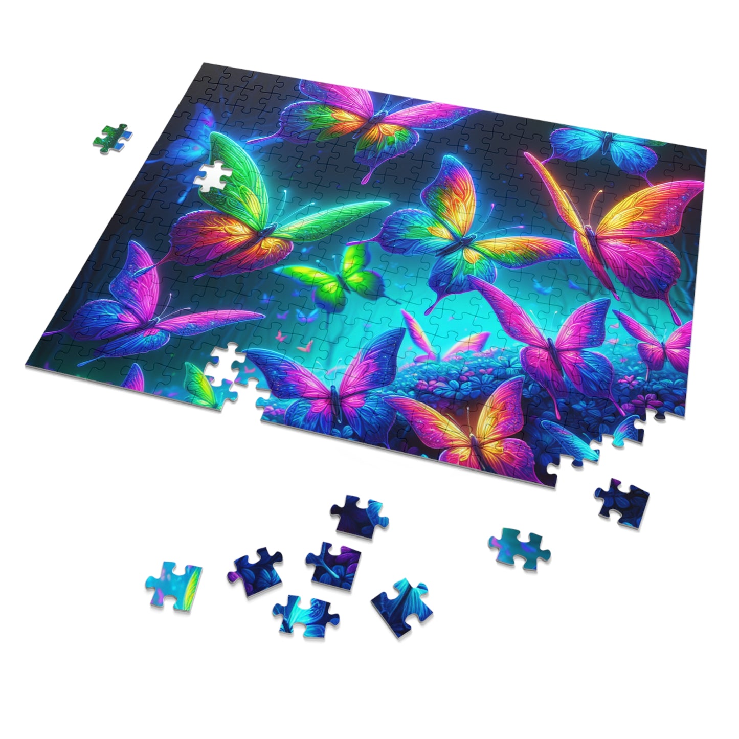 Neon Flutter. - Neon Butterflies Puzzle30, 110, 252, and 1000 Pieces