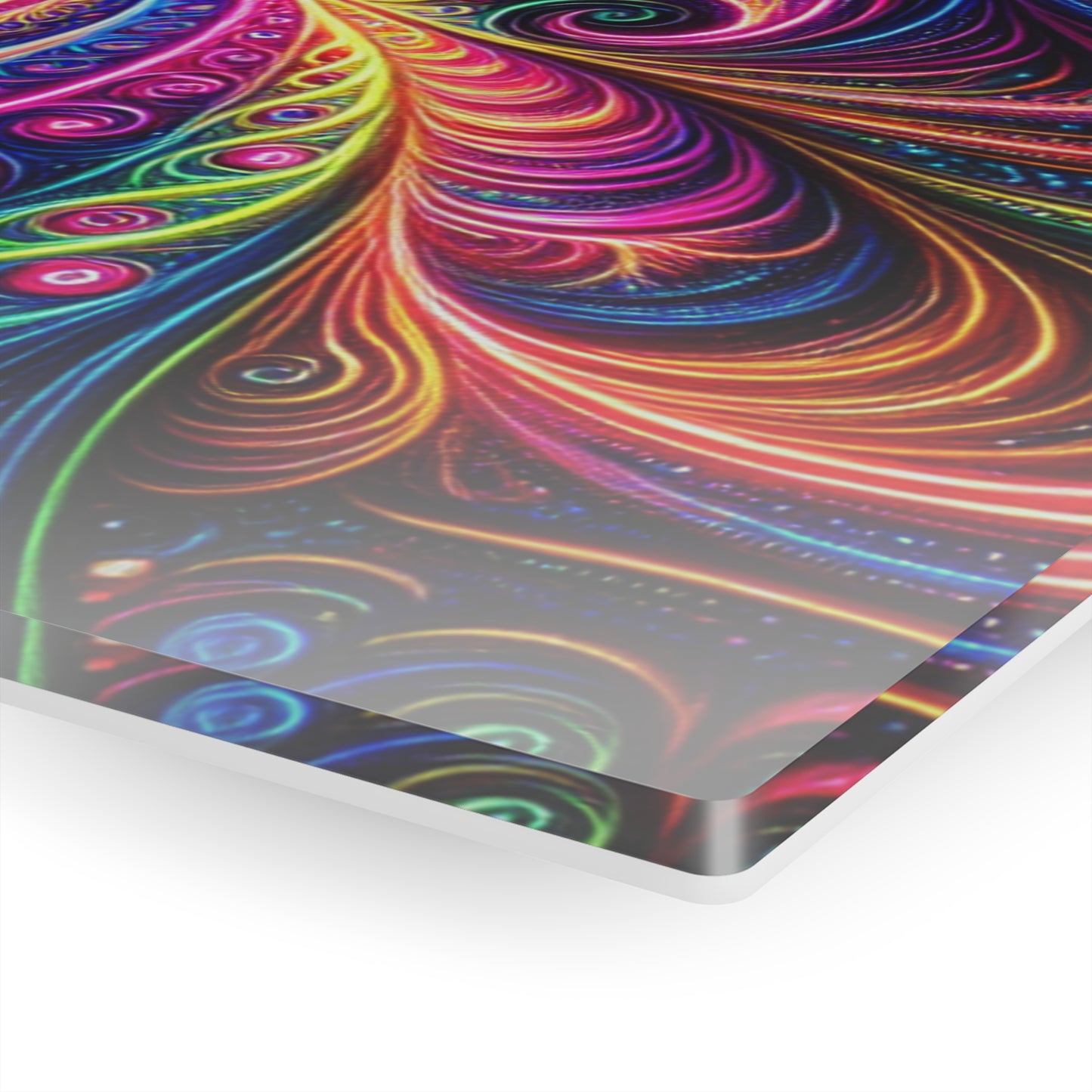 Electric Psychedelic Neon Vortex. Trippy infinity Pattern 1/4" Glossy Acrylic Art
