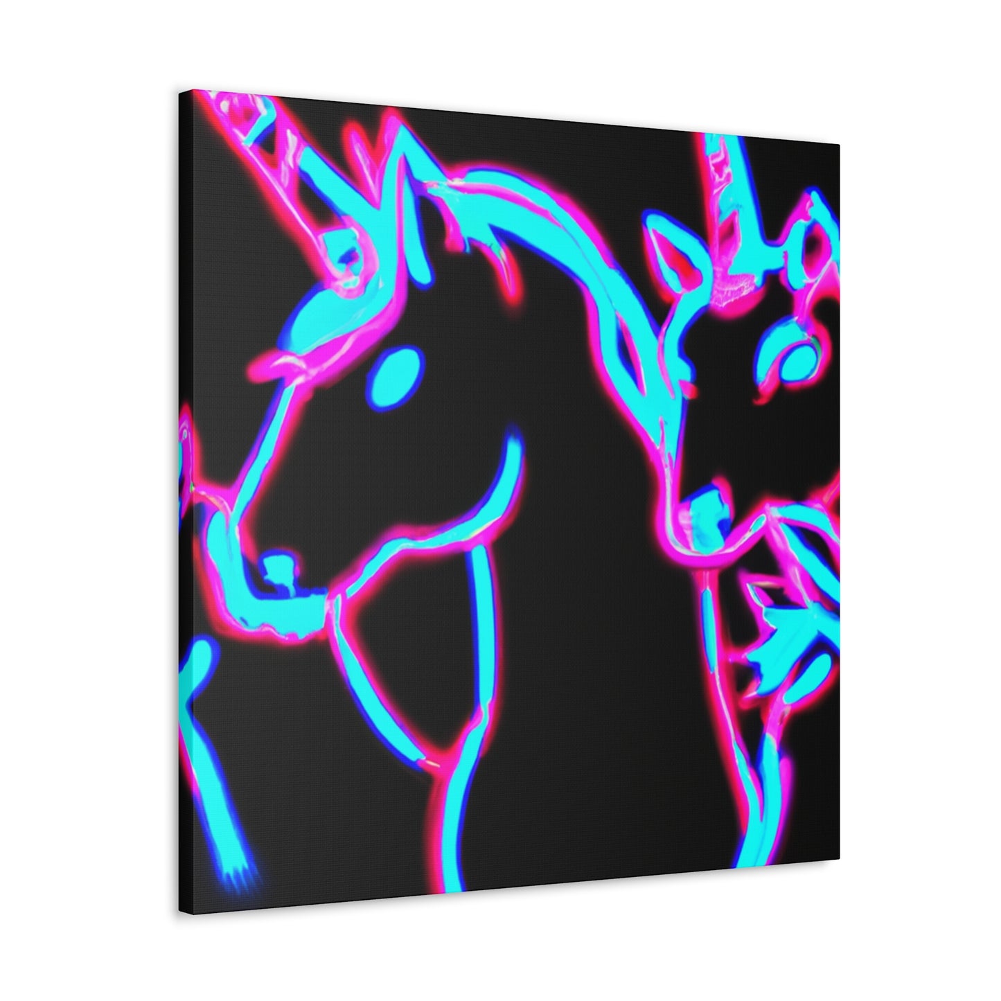Vibrant Neon Dreamscape NEON Unicorns Art Canvas