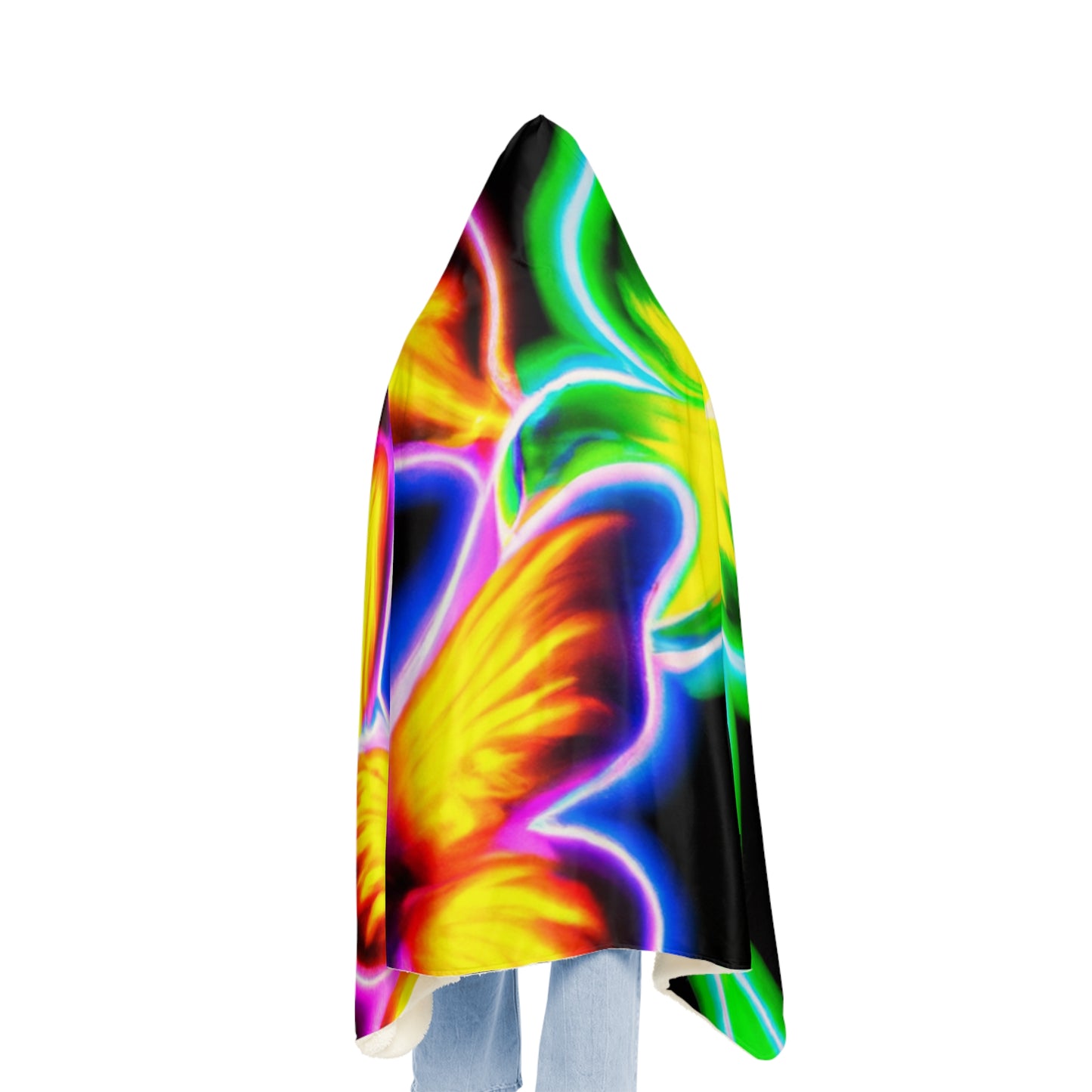"The Glowing Constellation" - NEON Butterflies Art Hooded Snuggle Blanket