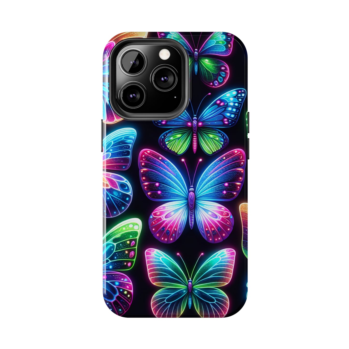 "Dance of the Neon Butterflies" NEON Butterflies Tough Phone Case Iphone 6 7 8 9 10 11 12 13 14 SE X XR XS Pro Max Mini Plus