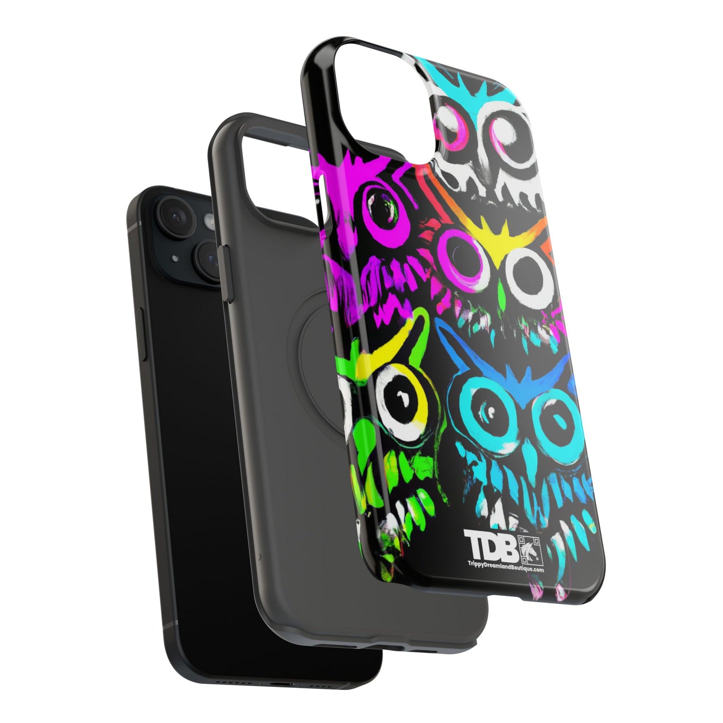 TDB Psychedelic Rave Owl Impact-Resistant Phone Case - Colorful Protection
