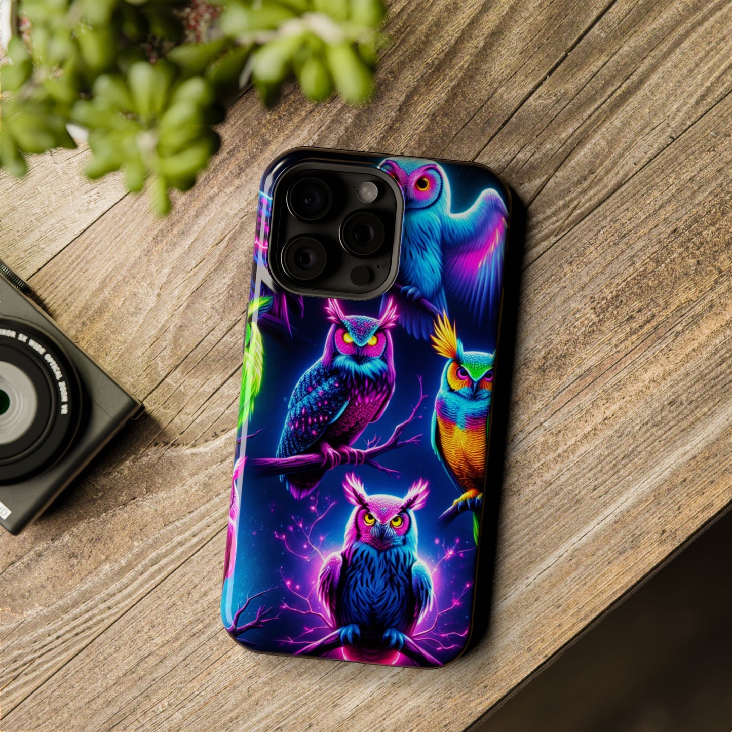 Neon Owlfection. Neon Owls Premium Art Magsafe Magnet Tough IPhone 13 14 15 Pro Plus Max and Mini in Matte and Glossy Phone cases