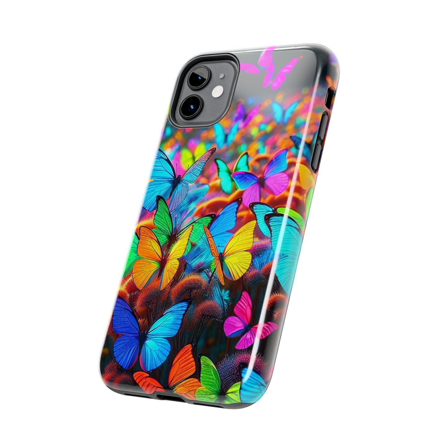 "Neon Butterfly Mural" NEON Butterflies Tough Phone Case Iphone 6 7 8 9 10 11 12 13 14 SE X XR XS Pro Max Mini Plus