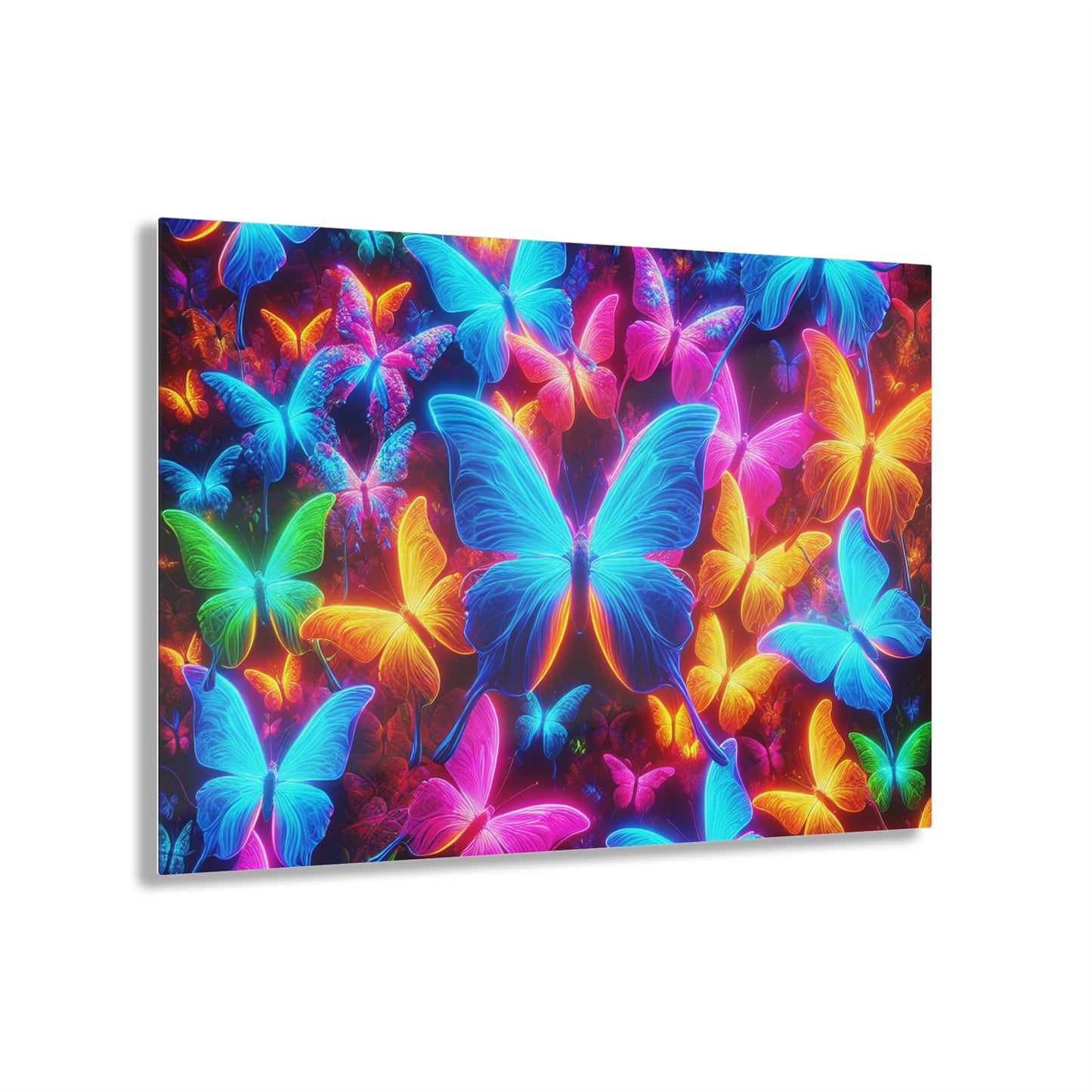 "Trail of Glowing Wings" NEON Butterflies Art 1/4" Glossy Acrylic Art