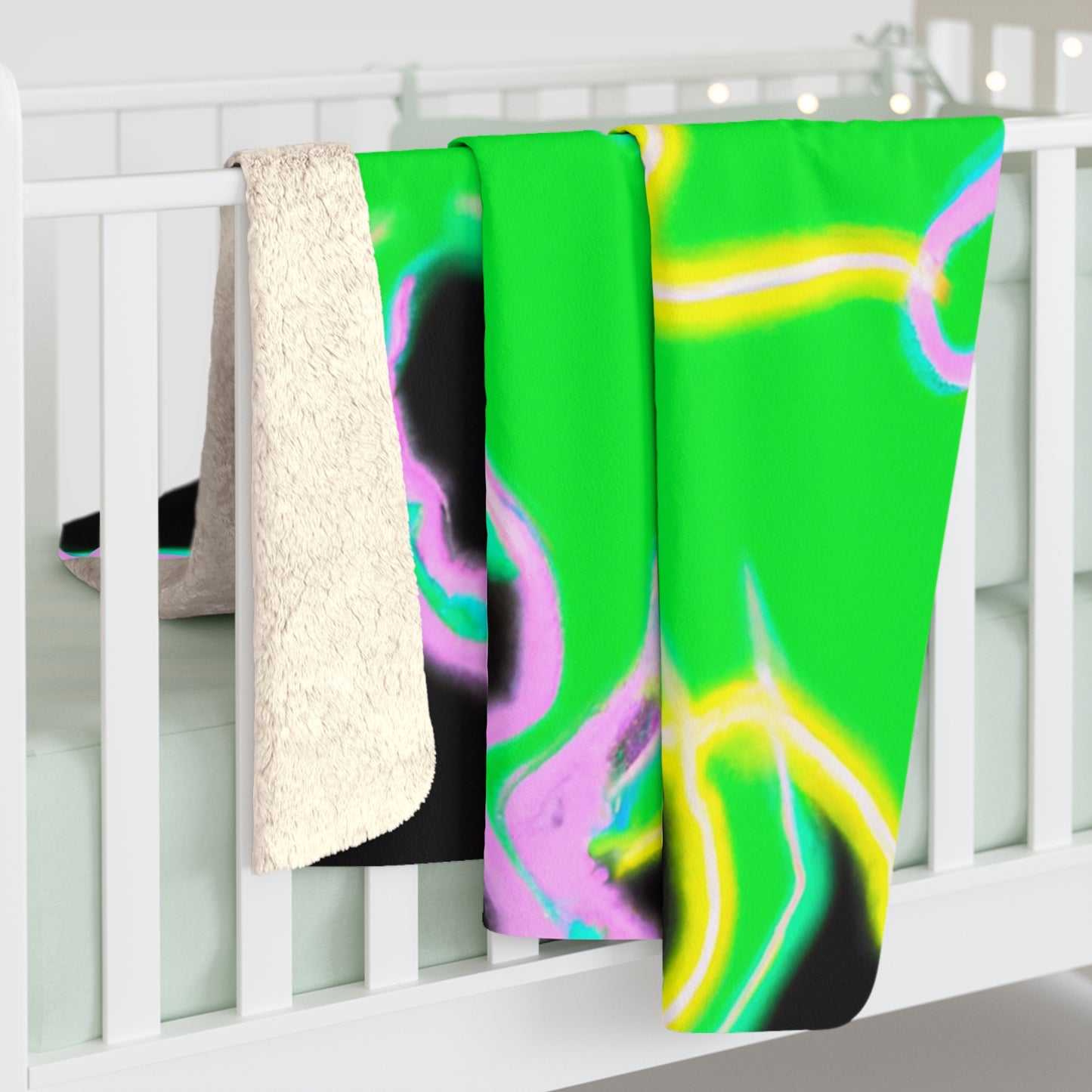"Unicorn Discharge" - NEON Unicorns Art Sherpa Blanket