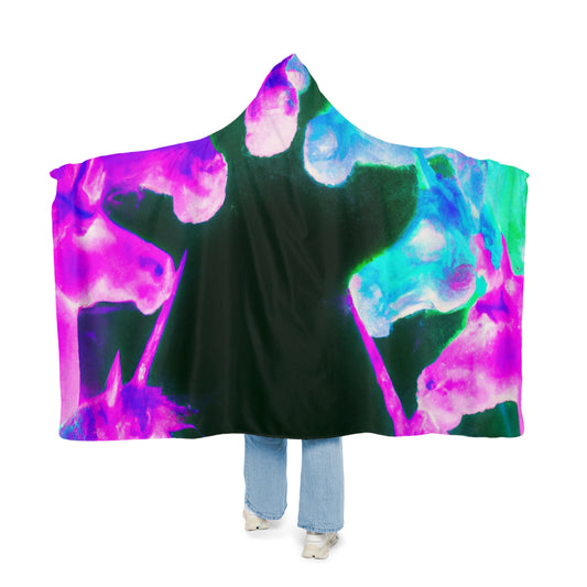 "Neon Dreamscape" - NEON Unicorns Art Hooded Snuggle Blanket