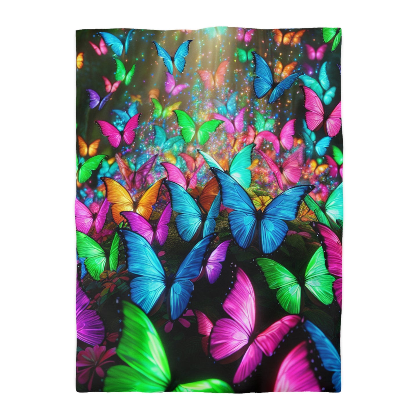 Tiberio Floriani - NEON Butterflies Microfiber Duvet Cover