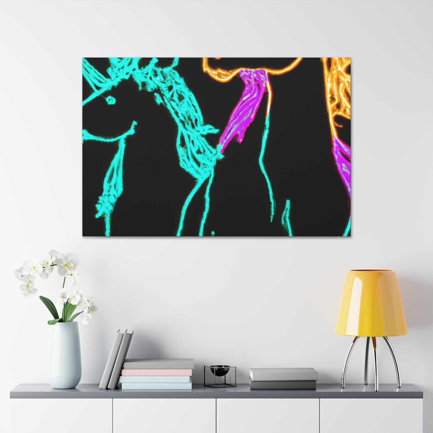 "Neon Splendour of Unicorns" NEON Unicorns Art Canvas