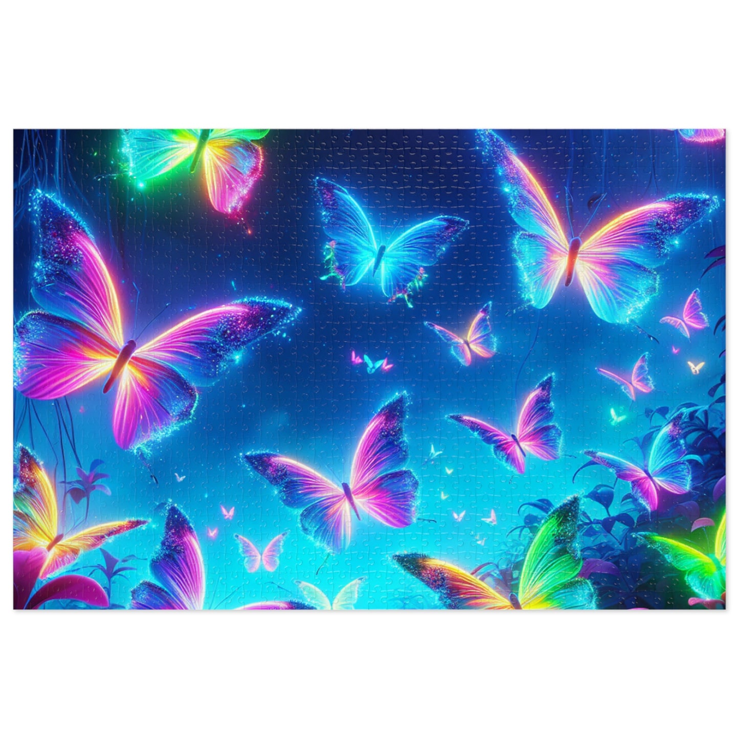 Neon Flight. - Neon Butterflies Puzzle30, 110, 252, and 1000 Pieces