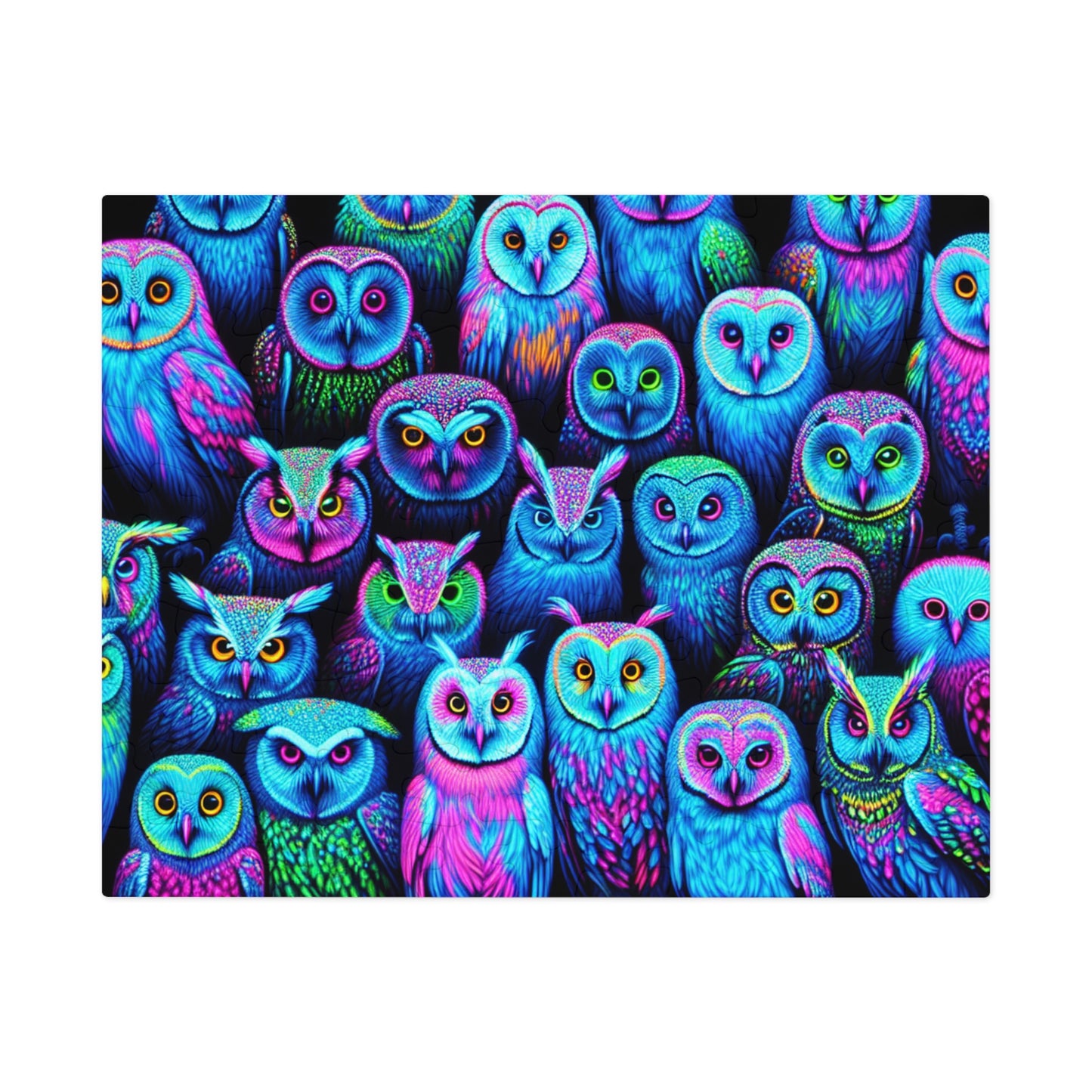 "Neon Nocturnal" - Neon Owls Puzzle 30, 110, 252, and 1000 Pieces