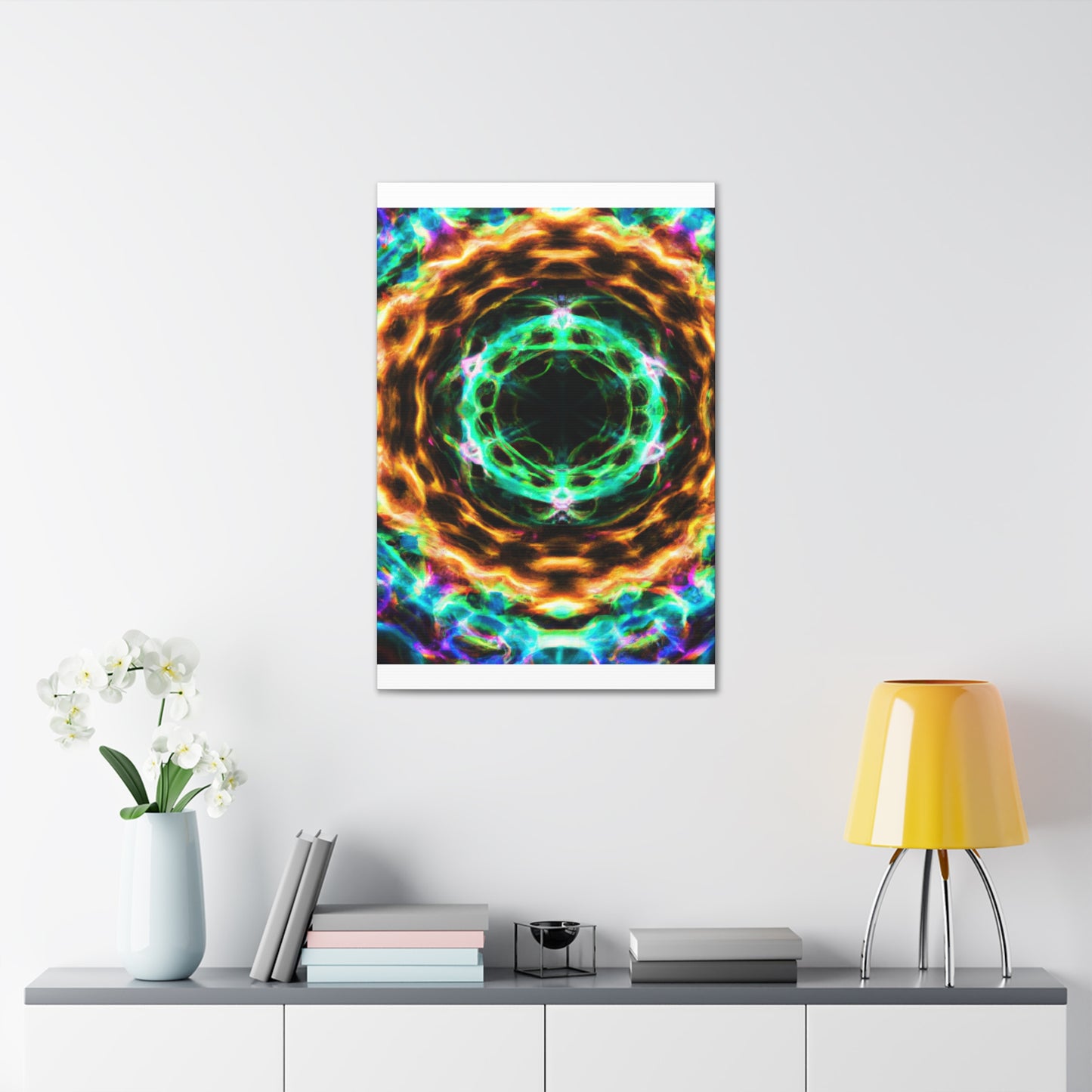 Galactic Neon Hyperspace Splatter. Trippy Infinity Patterns Art Canvas