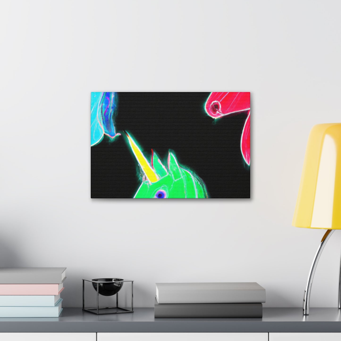 "Neon Rainbow Unicorn Cluster" NEON Unicorns Art Canvas
