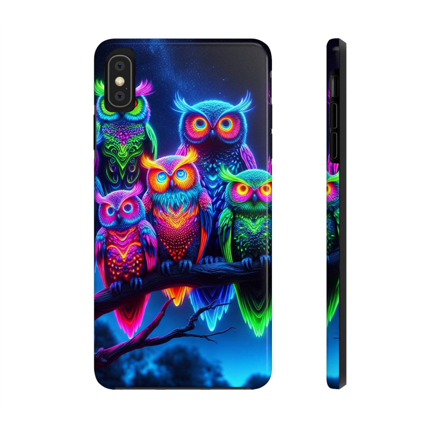 'Neon Rainbow Owls' NEON Owls Tough Phone Case