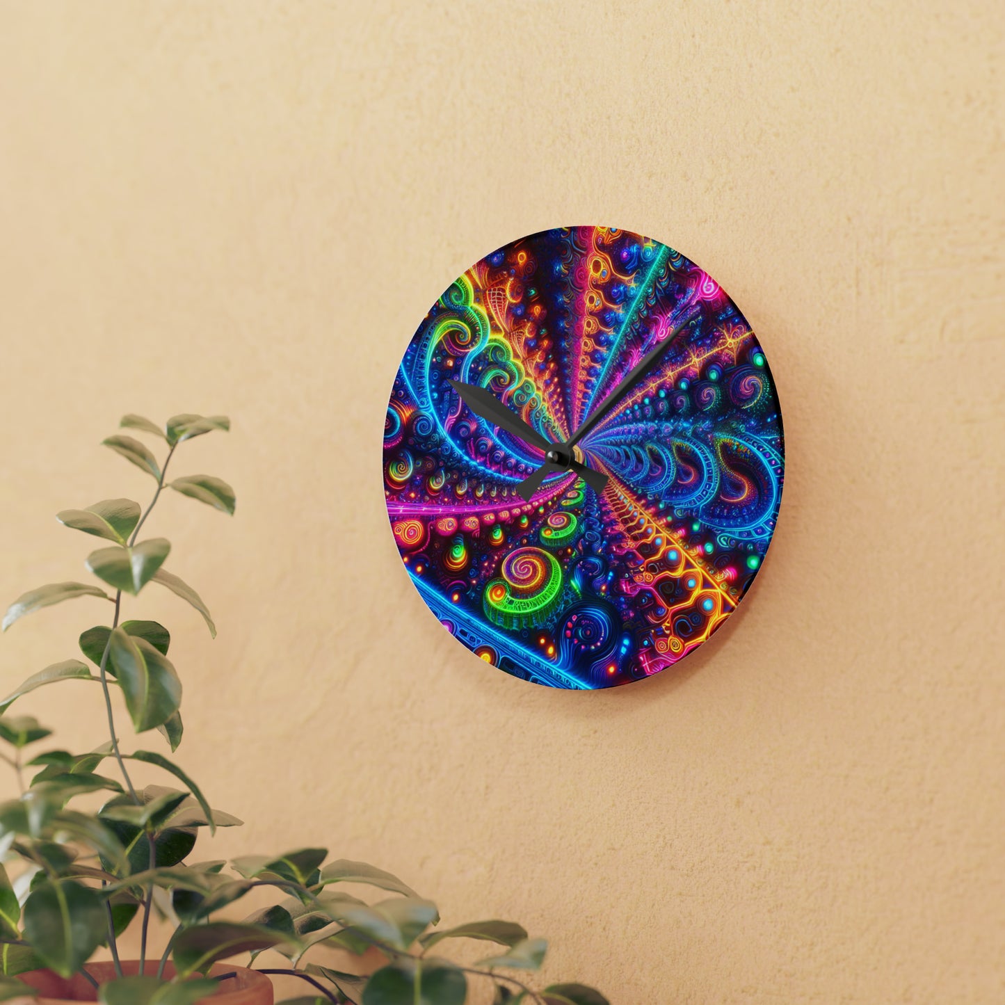 "Infinite Neon Reflection" Infinity Patterns Art Acrylic Clock