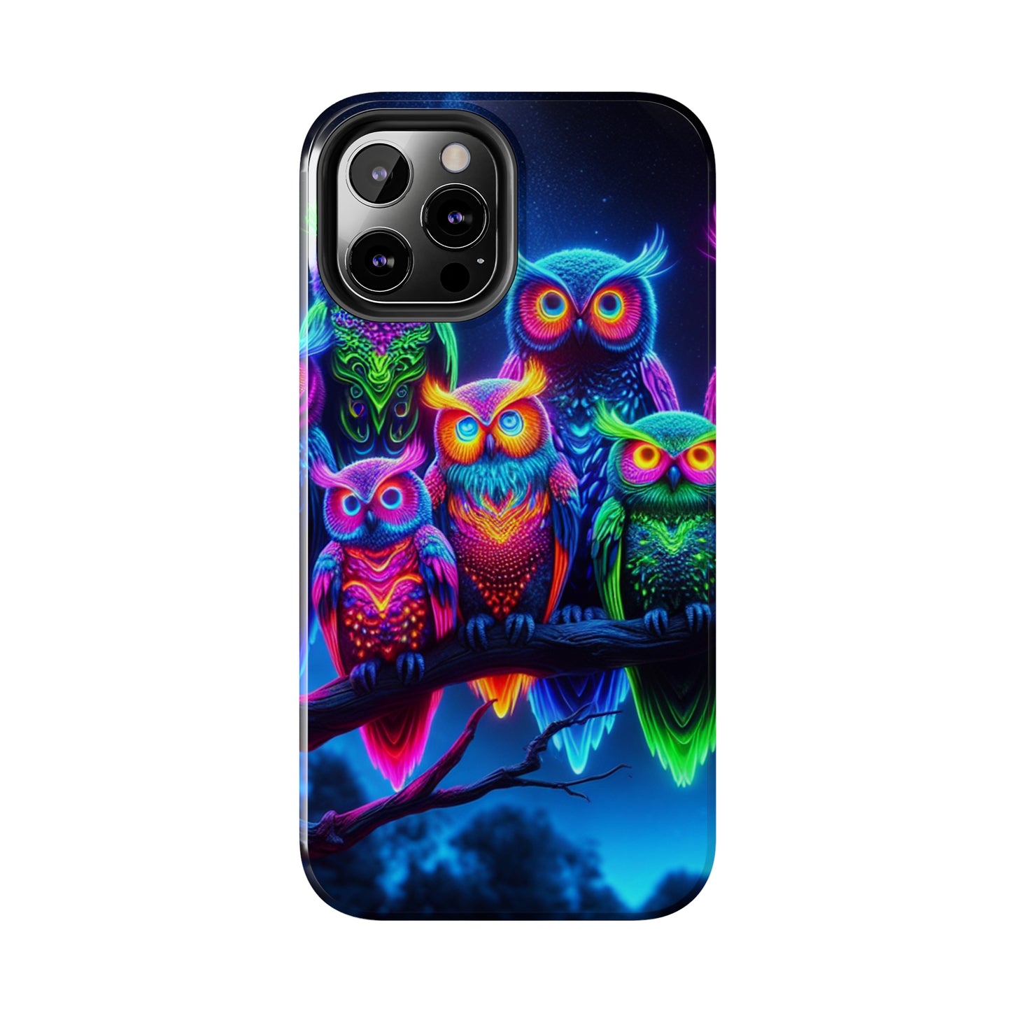 'Neon Rainbow Owls' NEON Owls Tough Phone Case