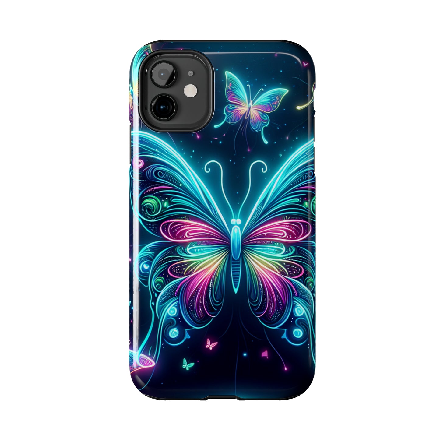 "Neon Butterfly Glo-Rama" NEON Butterflies Tough Phone Case Iphone 6 7 8 9 10 11 12 13 14 SE X XR XS Pro Max Mini Plus