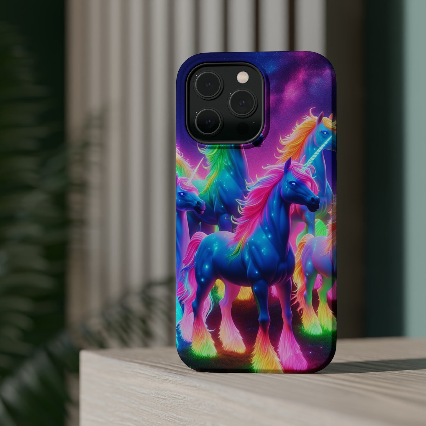 Neon Unicorn Congregation Neon Unicorns Premium Art Magsafe Magnet Tough IPhone 13 14 15 Pro Plus Max and Mini in Matte and Glossy Phone cases