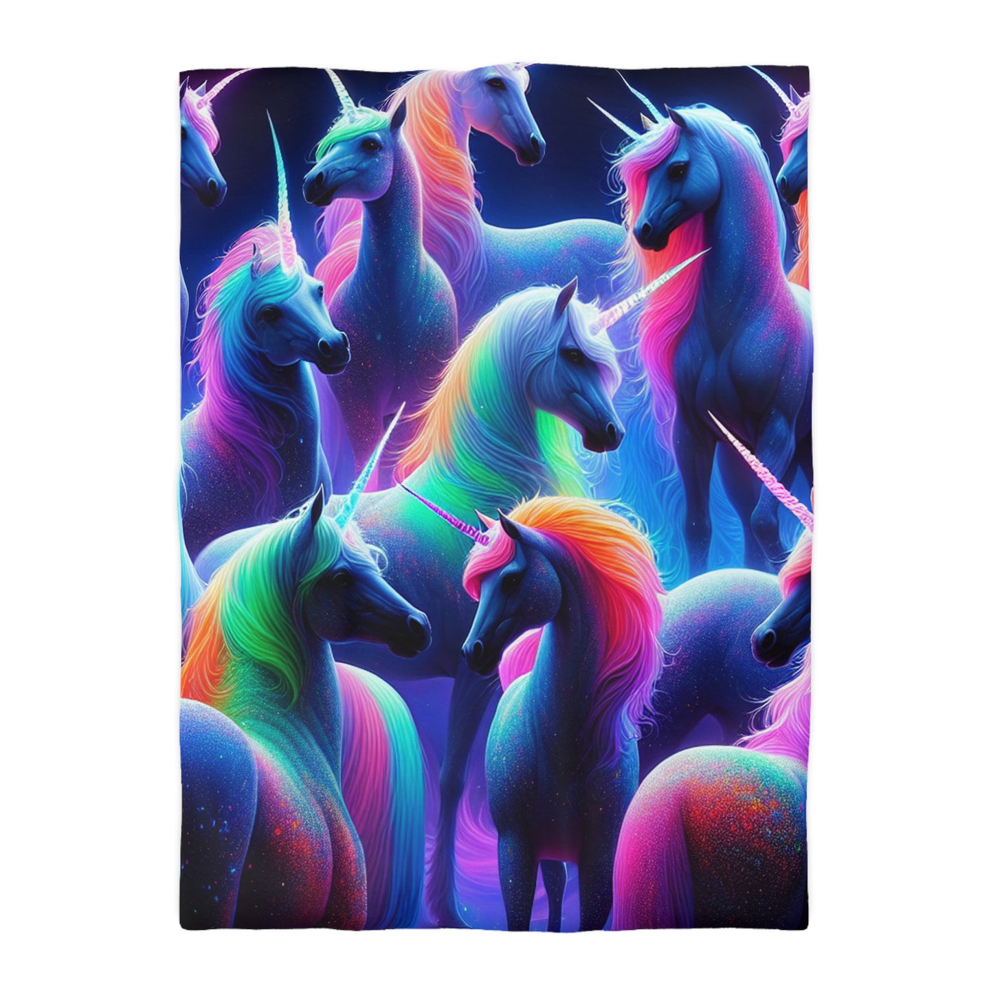 Ambrosius da Vinci - NEON Unicorns Microfiber Duvet Cover