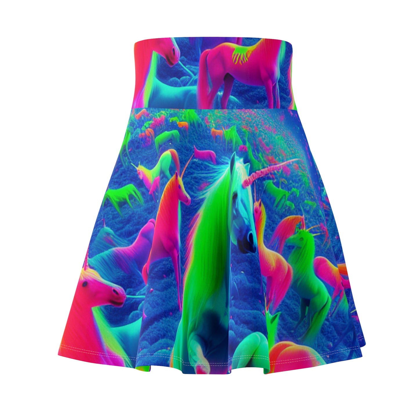 'Neon Fantasia' -NEON Unicorns Woman' Skater Skirt