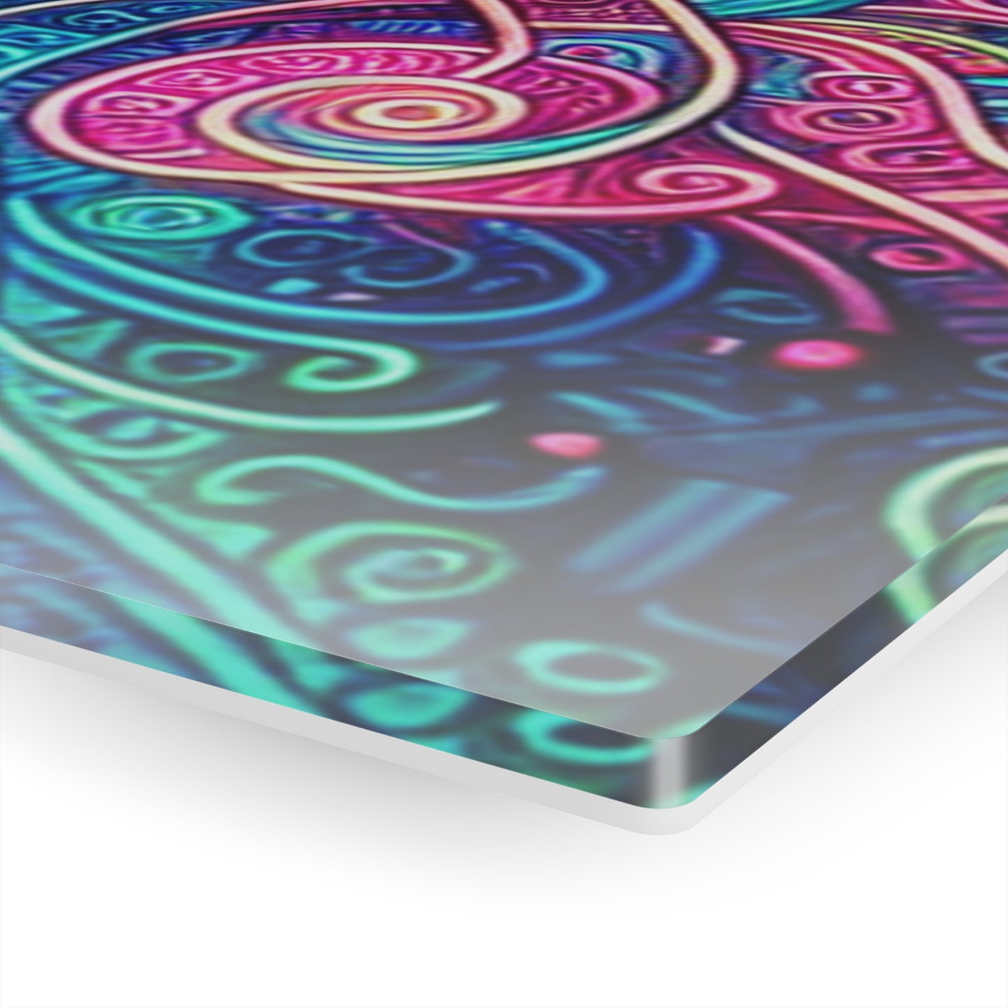 Infinite Tilted Prismatic Neon Transcendence. Trippy infity Pattern 1/4" Glossy Acrylic Art
