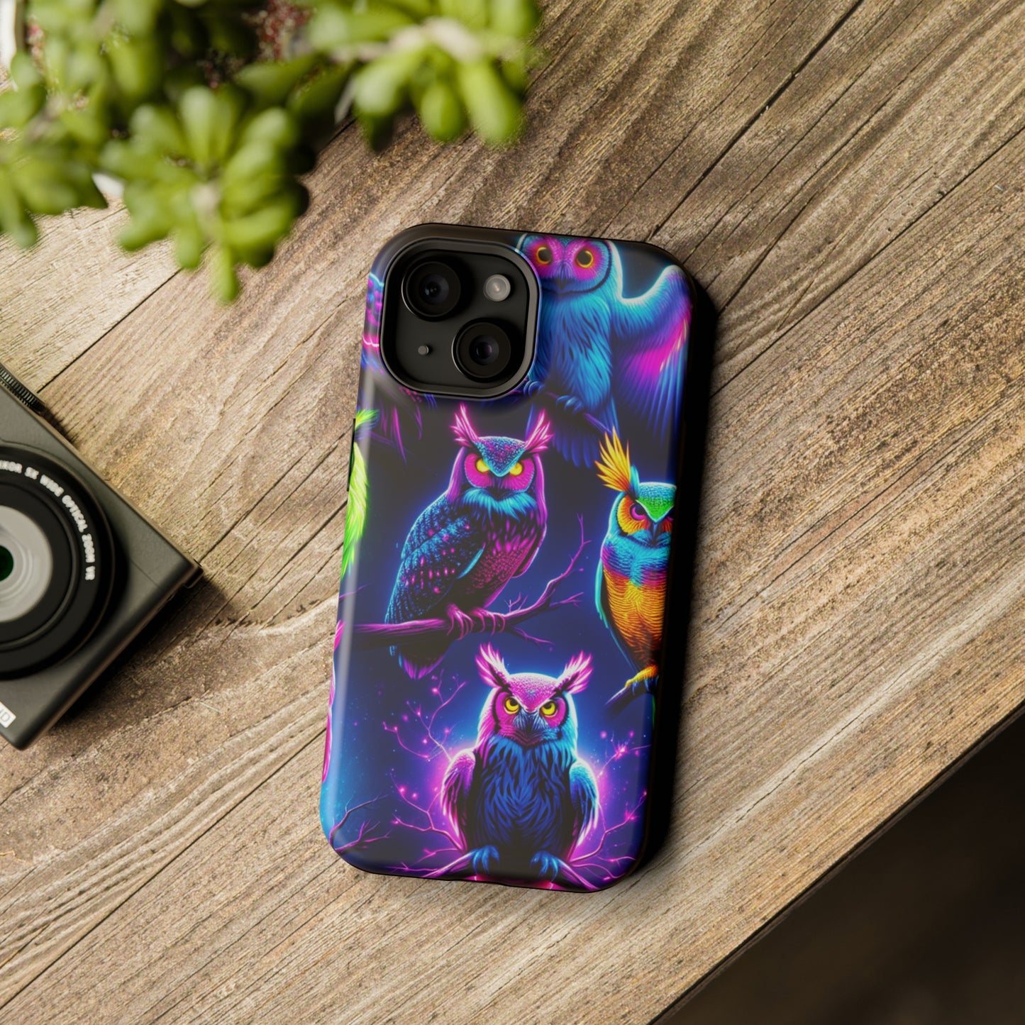 Neon Owlfection. Neon Owls Premium Art Magsafe Magnet Tough IPhone 13 14 15 Pro Plus Max and Mini in Matte and Glossy Phone cases
