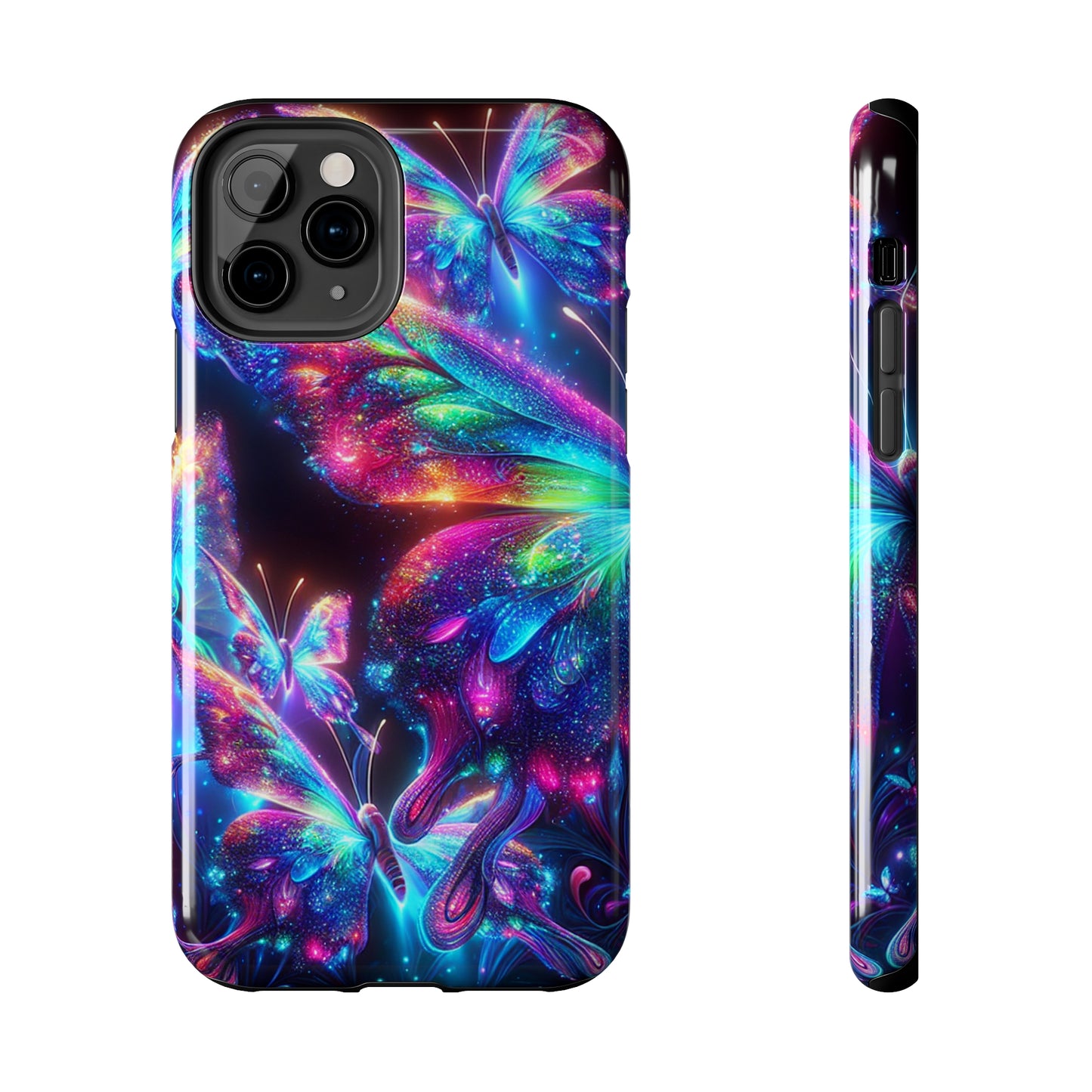 "Butterfly Prism Eruption" NEON Butterflies Tough Phone Case