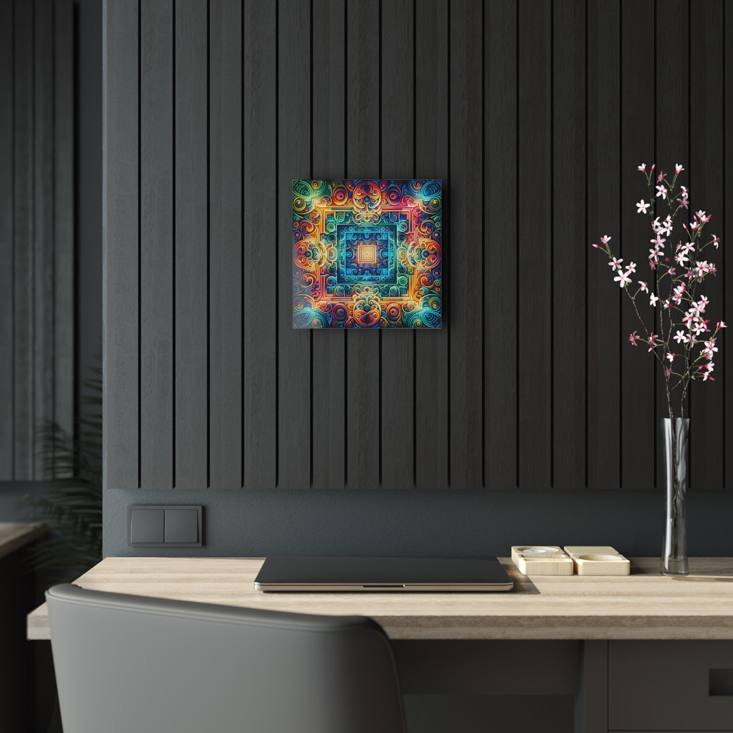 Neon Infinity Dreamscape. Trippy infity Pattern 1/4" Glossy Acrylic Art