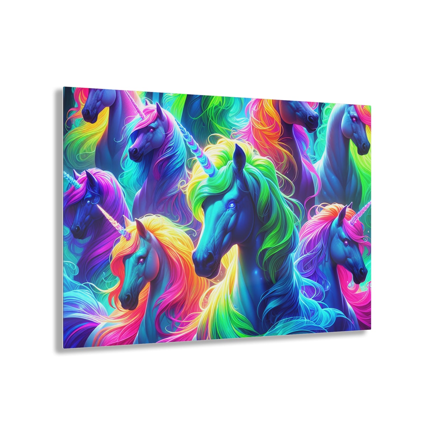 "Neon Paradise of Joyous Unicorns" NEON Unocrons Art 1/4" Glossy Acrylic Art