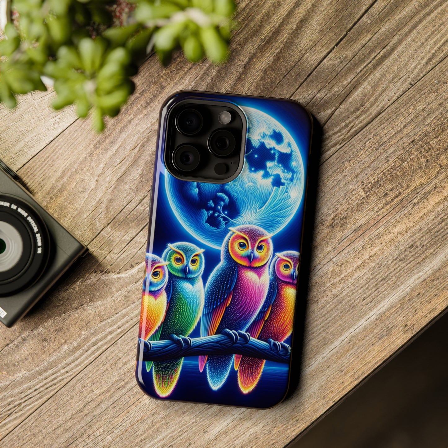 Neon Nocturnal Orbitals. Neon Owls Premium Art Magsafe Magnet Tough IPhone 13 14 15 Pro Plus Max and Mini in Matte and Glossy Phone cases