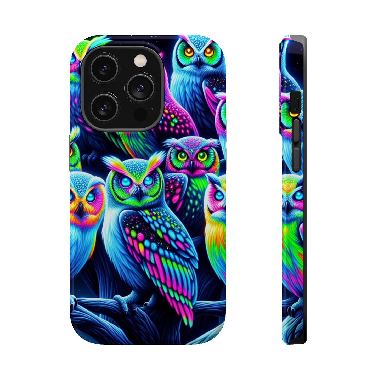 Neon Night Owls. Neon Owls Premium Art Magsafe Magnet Tough IPhone 13 14 15 Pro Plus Max and Mini in Matte and Glossy Phone cases