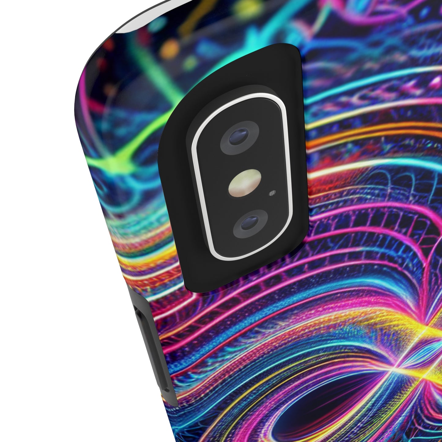 Psychedelic Dreams in Neon Void. Trippy Infinity Patterns Tough Phone Case Iphone 7 8 9 10 11 12 13 14 Pro Max Mini Plus XR XS SE