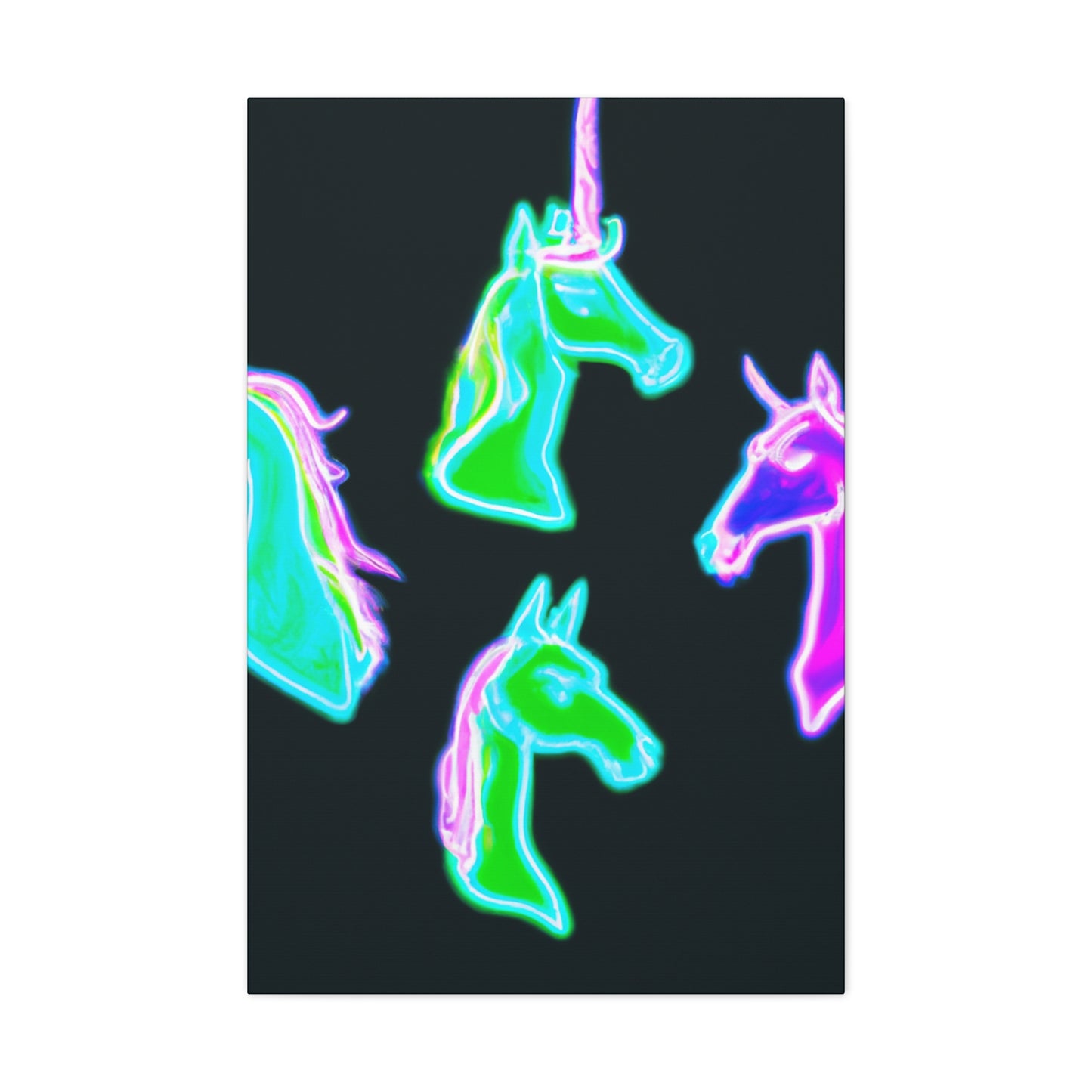 Vivid Nocturnal Unicorns. NEON Unicorns Art Canvas