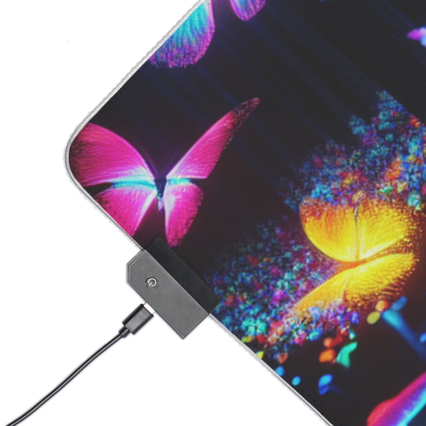 "Euphoric Fauna" NEON Butterflies and Mushrooms LED Mousepad