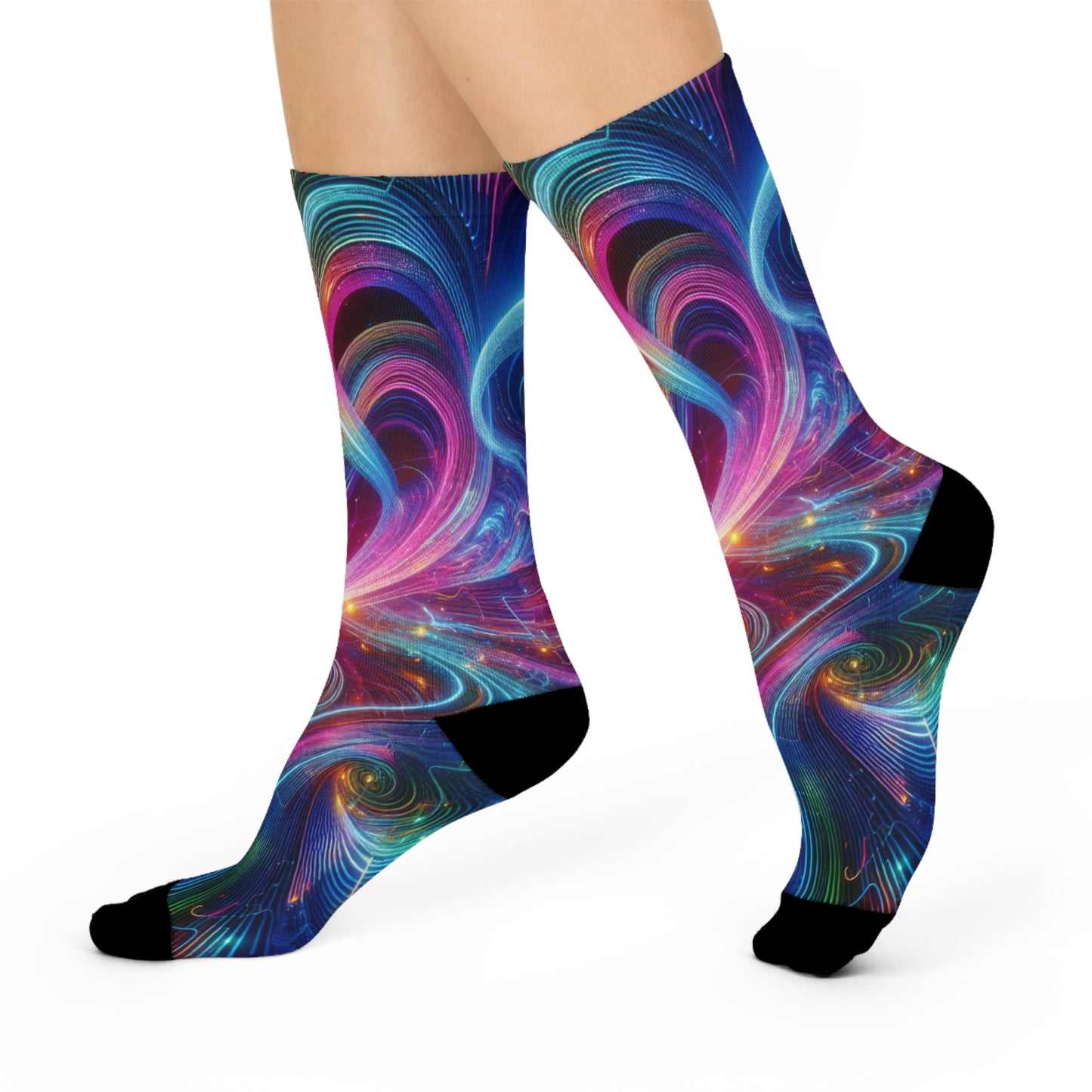 Interdimensional Prismatic Illuminance. Trippy Cushioned Crew Socks